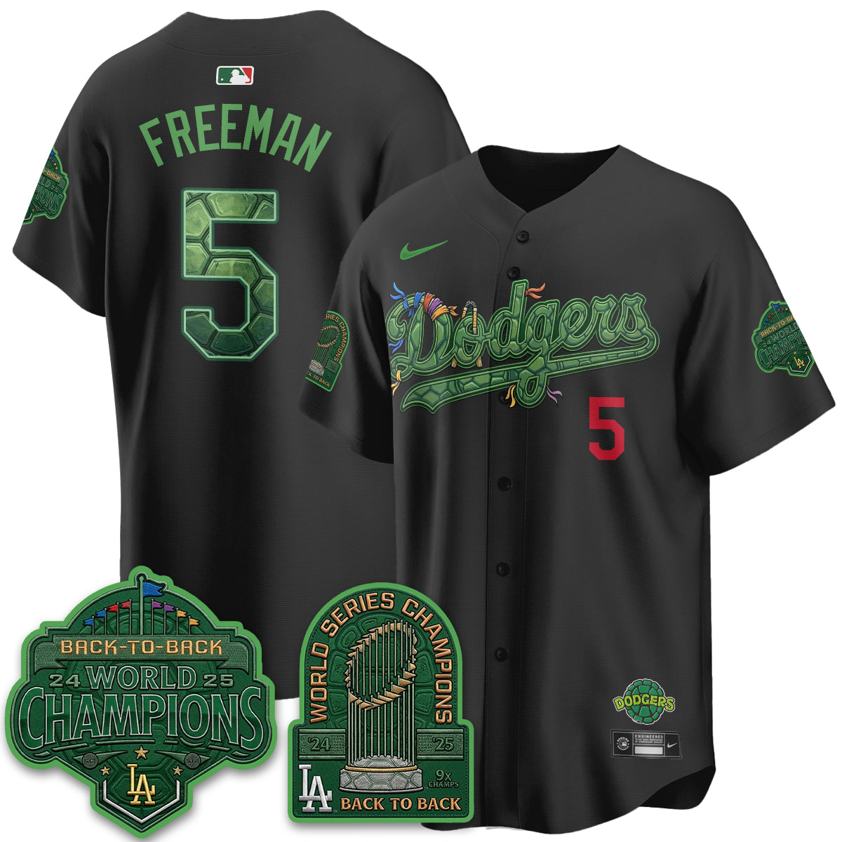 Los Angeles Dodgers x TMNT 2026 Vapor Jersey - Stitched-Cuztomshoes