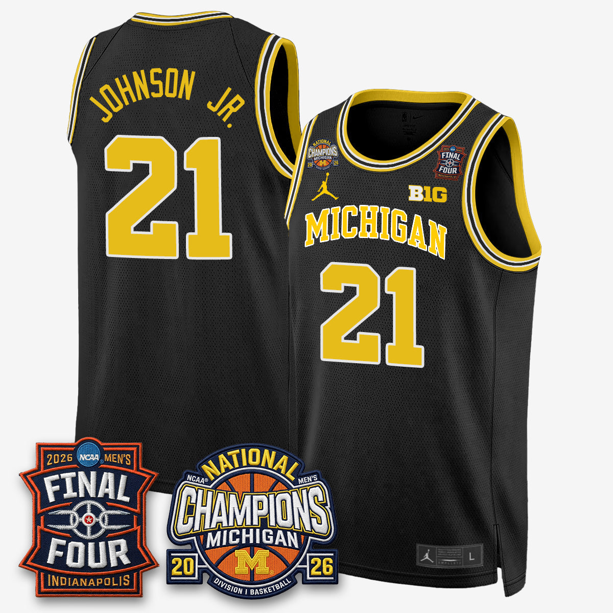 Michigan Wolverines Men's Basketball National Champions Big Text Limited Vapor Jersey - Stitched-Cuztomshoes