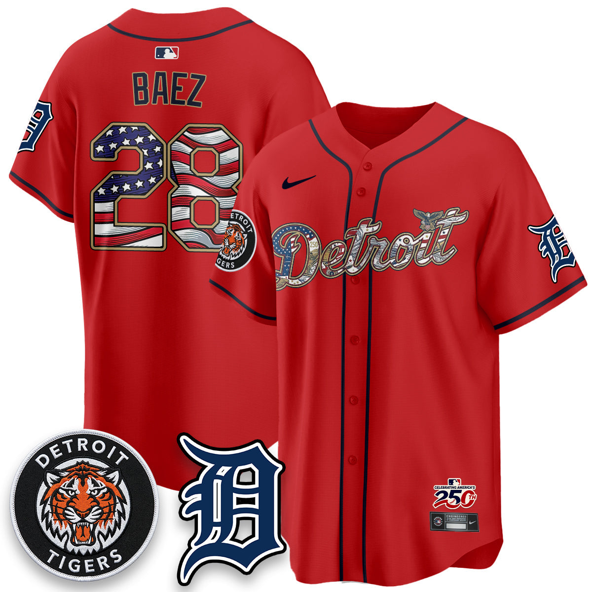 Detroit Tigers 2026 Independence Day USA Vapor Limited Jersey - Stitched