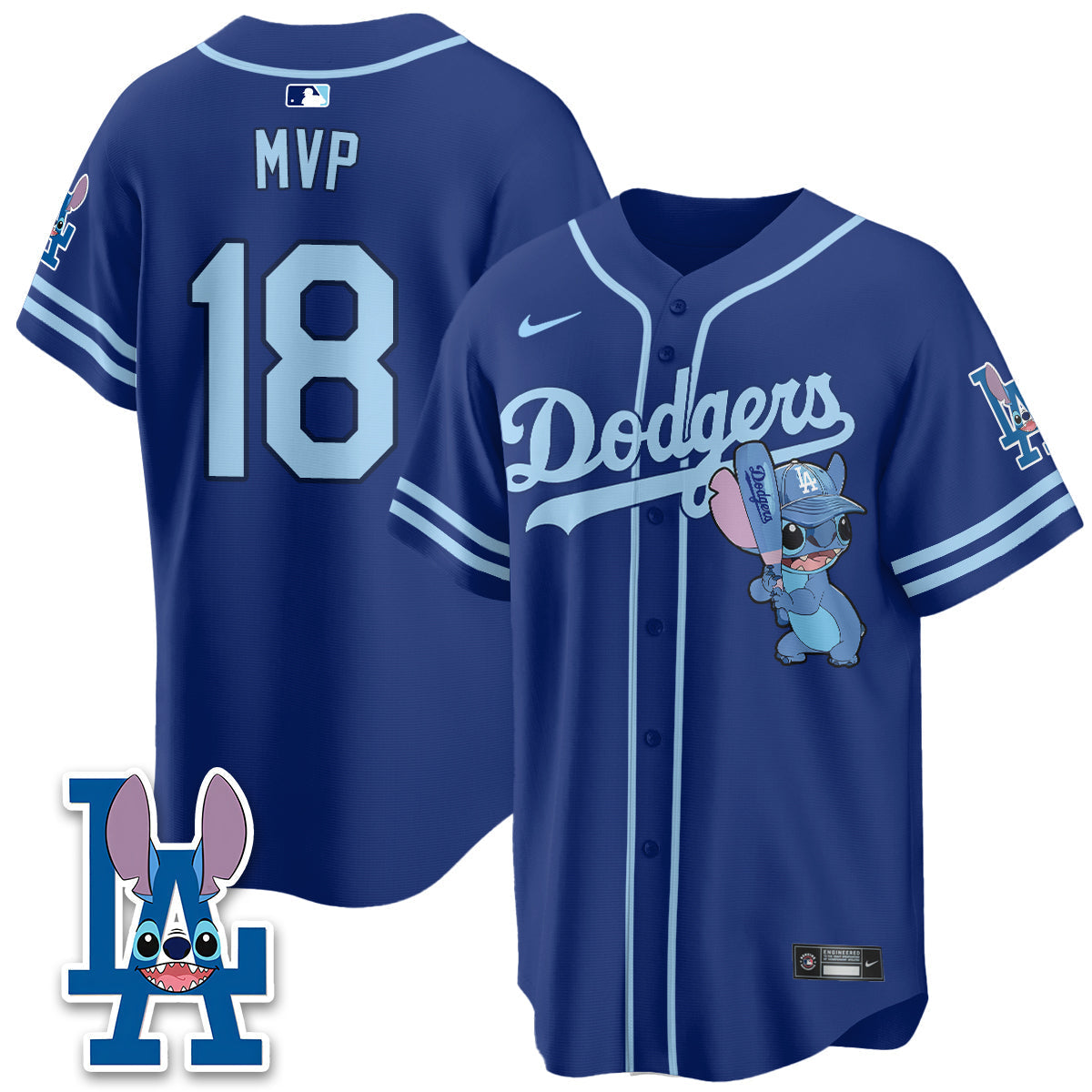 Los Angeles Dodgers x Blue Alien Edition Vapor Jersey - Stitched-Cuztomshoes