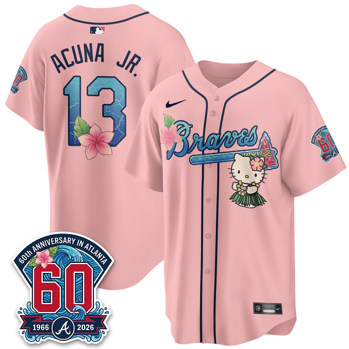 Atlanta Braves x Meow Aloha Spirit Vapor Jersey - Stitched-Cuztomshoes