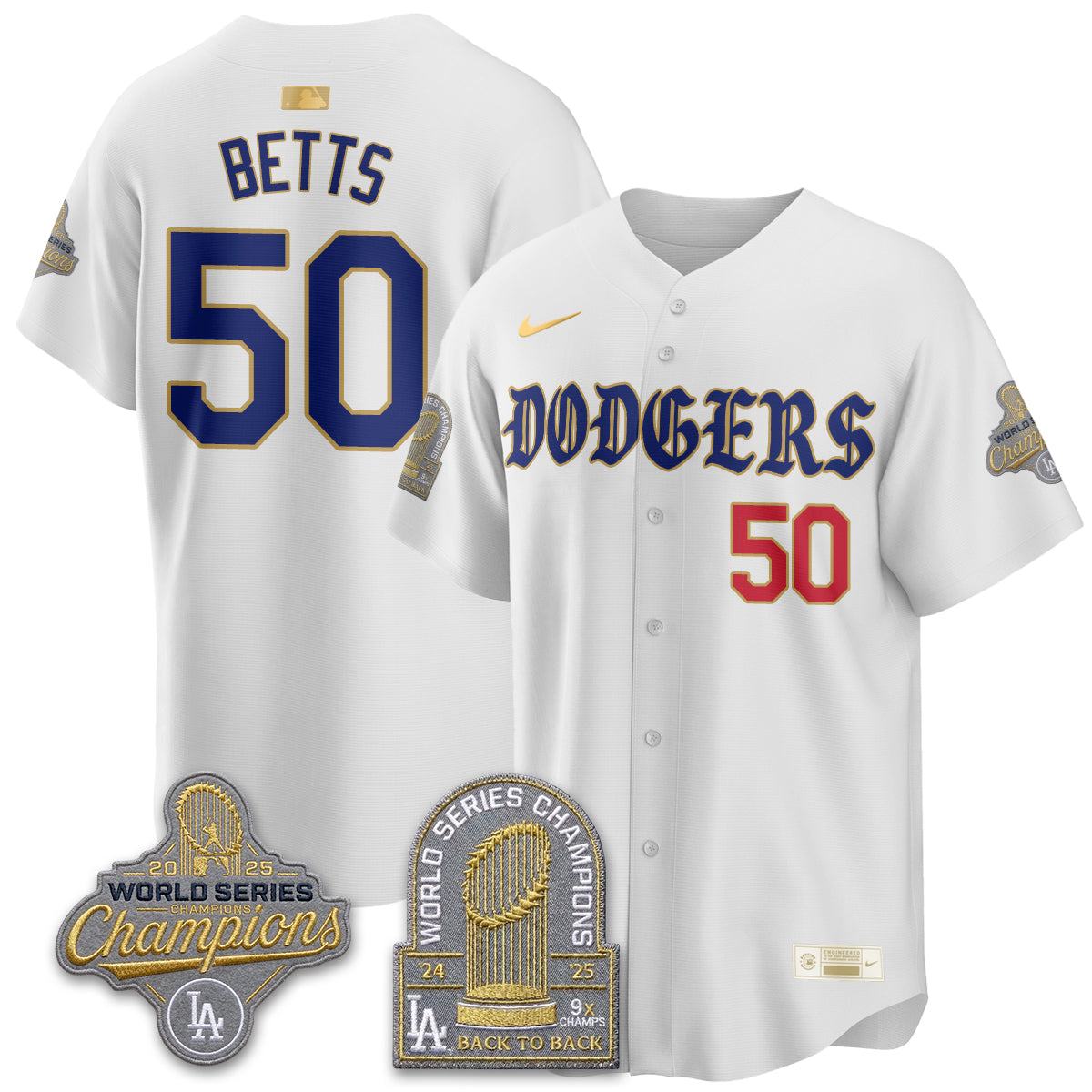 Los Angeles Dodgers Vapor Limited Jersey - Back to Back 9x Champs - Stitched-Cuztomshoes