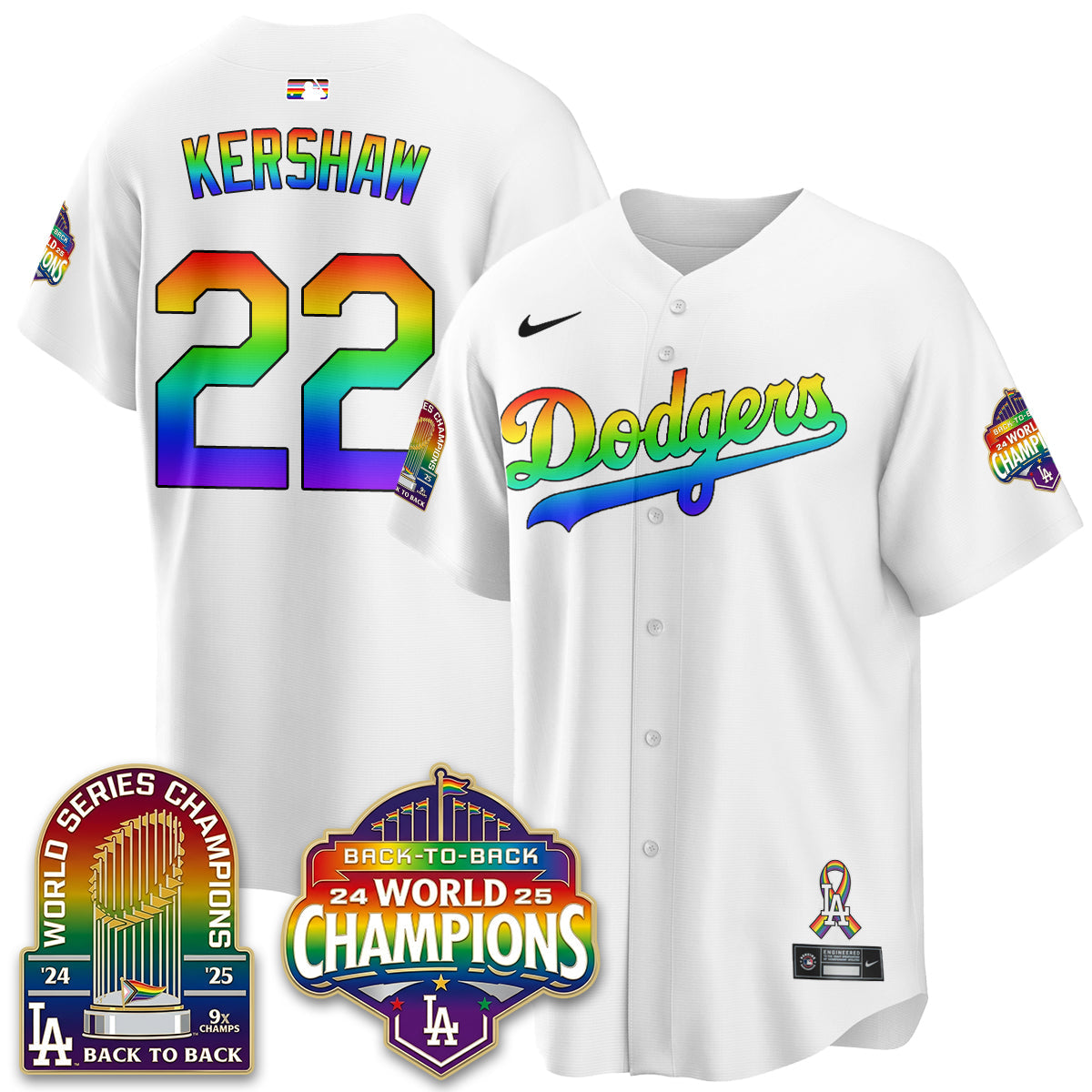 Los Angeles Dodgers Happy Pride Month Vapor Jersey - Stitched-Cuztomshoes