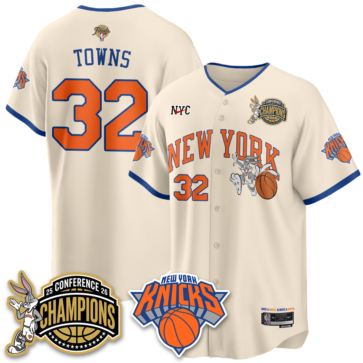 New York Knicks 2026 Basketball Finals x Bunny Vapor Jersey V2- Stitched-Cuztomshoes