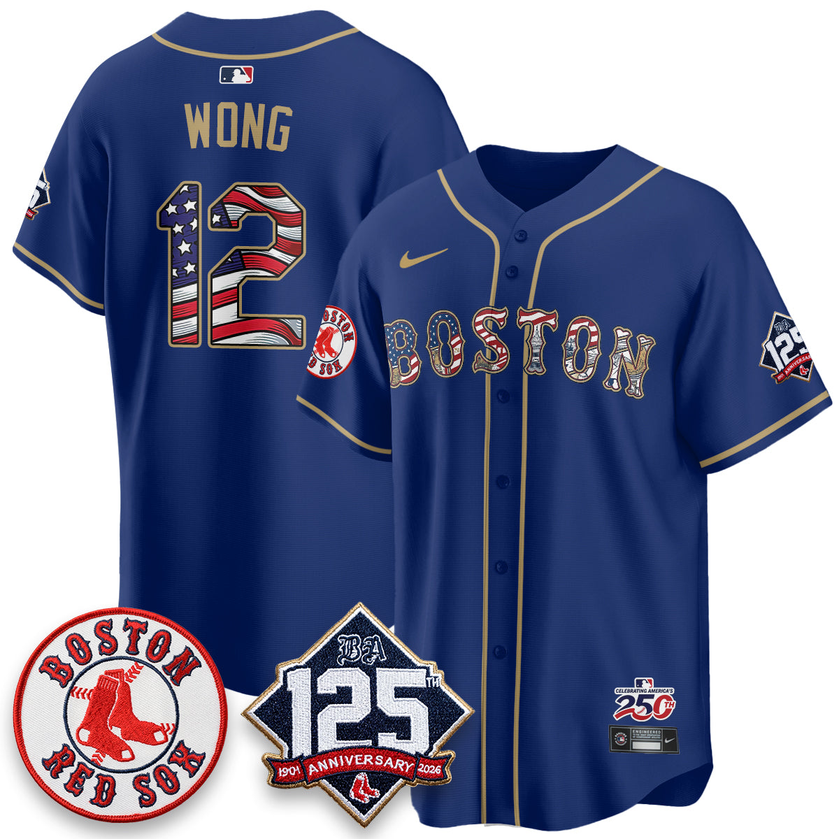 Boston Red Sox 2026 Independence Day USA Vapor Limited Jersey - Stitched-Cuztomshoes