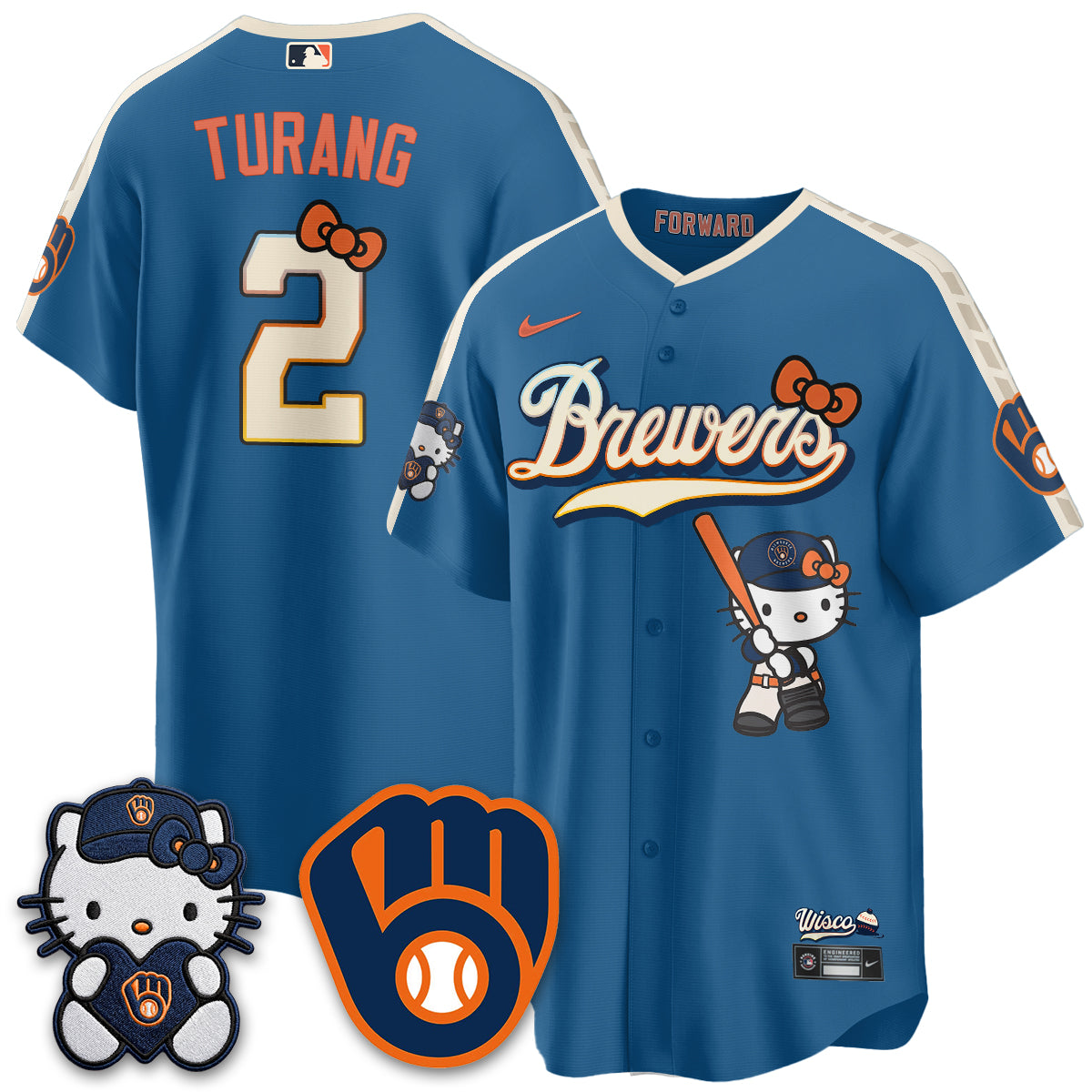 Milwaukee Brewers Meow KT Night Vapor Limited Jersey - Stitched-Cuztomshoes