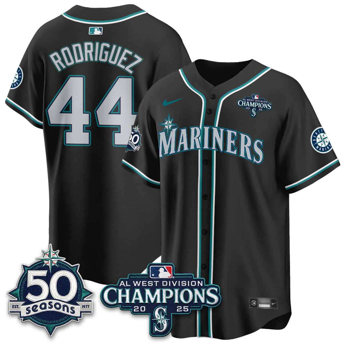 Seattle Mariners 50th Anniversary Black Out Style Vapor Premier Limited Jersey - Stitched
