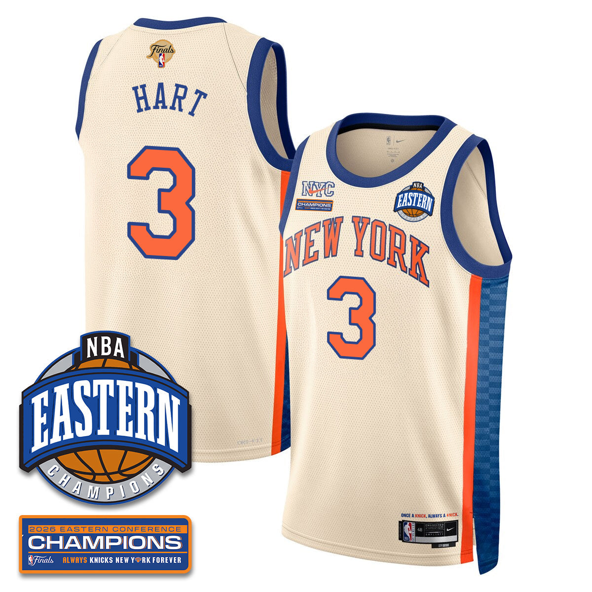 New York Knicks 2026 Basketball Eastern Conference Champions Vapor Jersey - Stitched-Cuztomshoes
