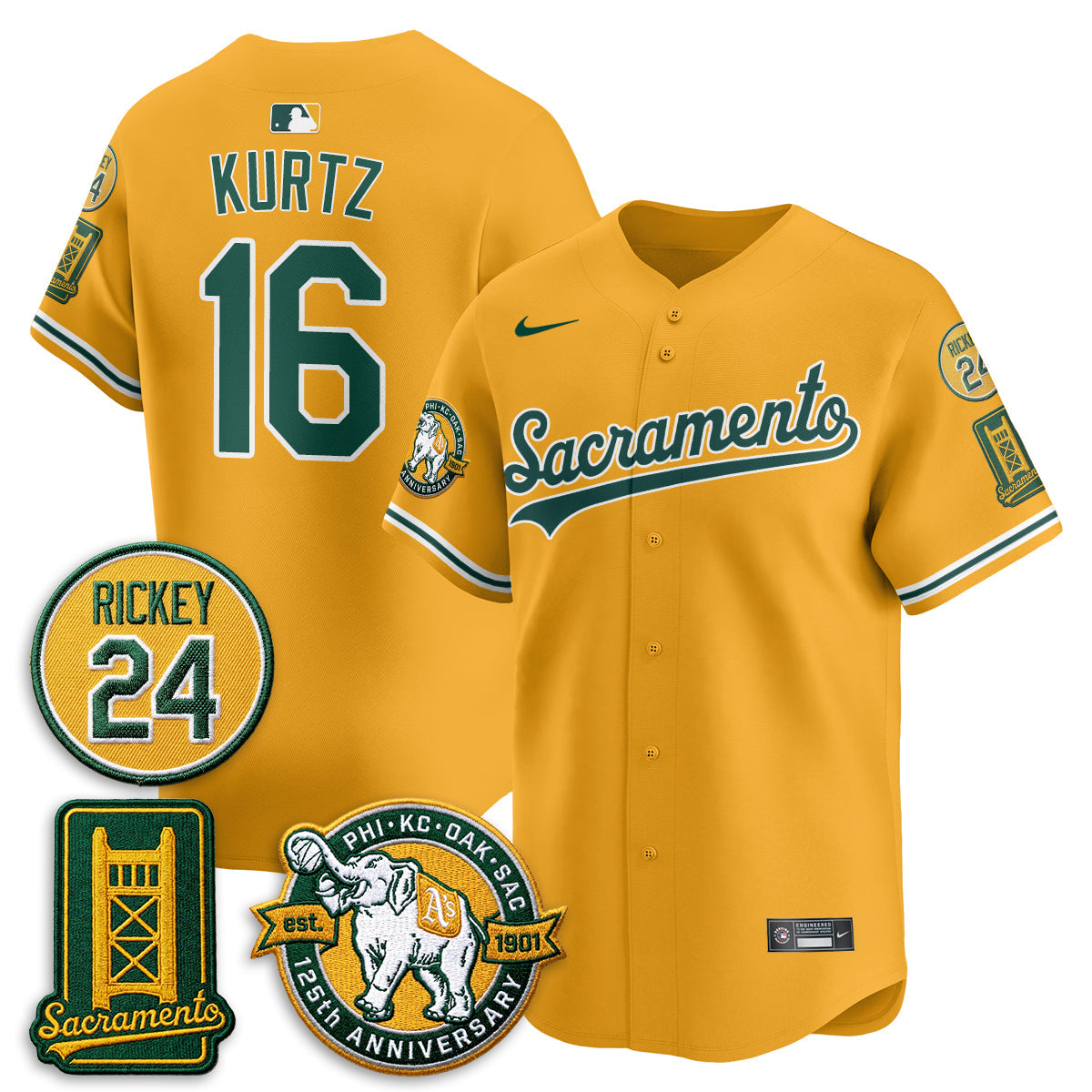 Athletics 2026 Alternate Sacramento - Celebrating 125 Years - Limited Vapor Jersey - Stitched-Cuztomshoes