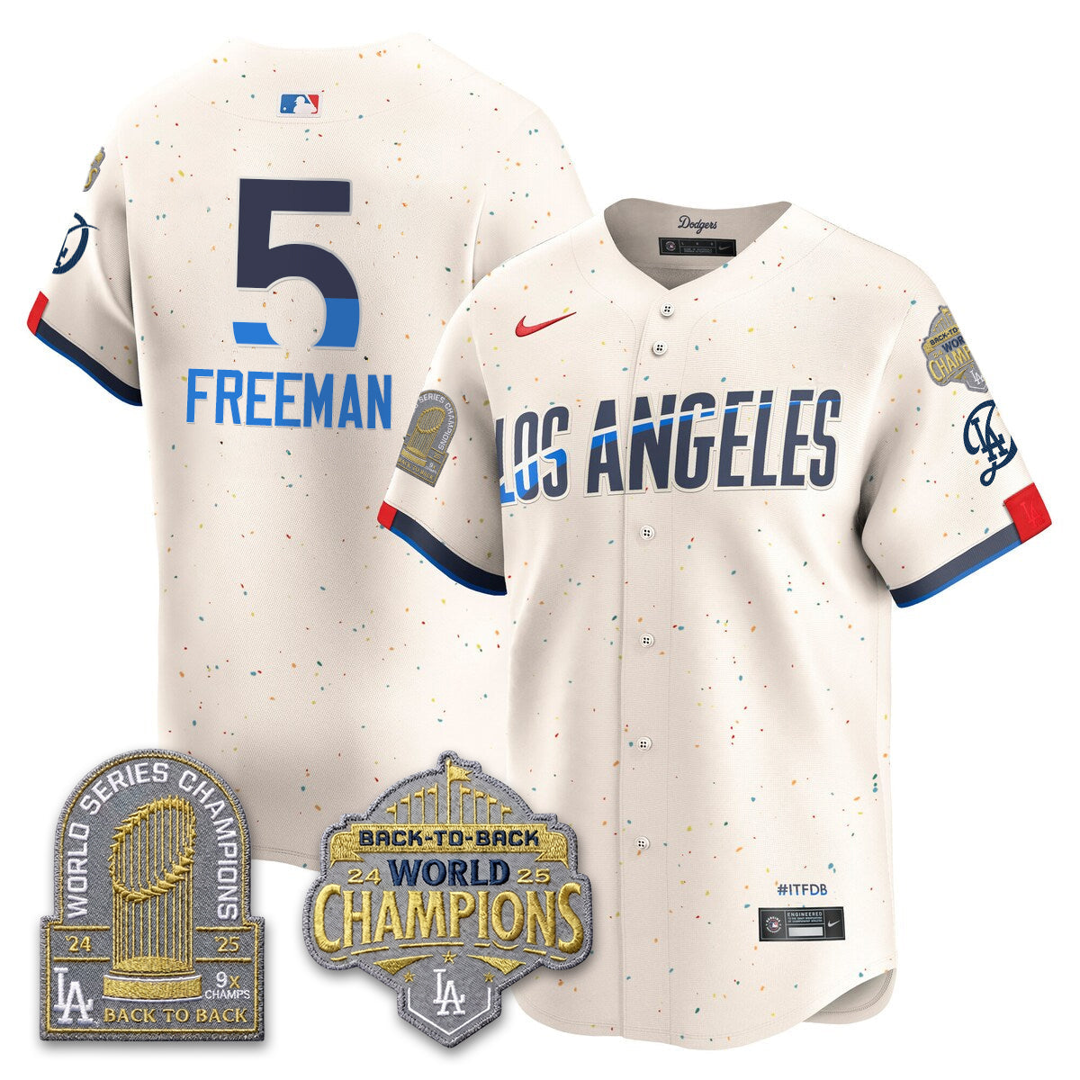 Los Angeles Dodgers Gold Collection Vapor Limited Jersey - 9x & B2B Champs - Stitched-Cuztomshoes