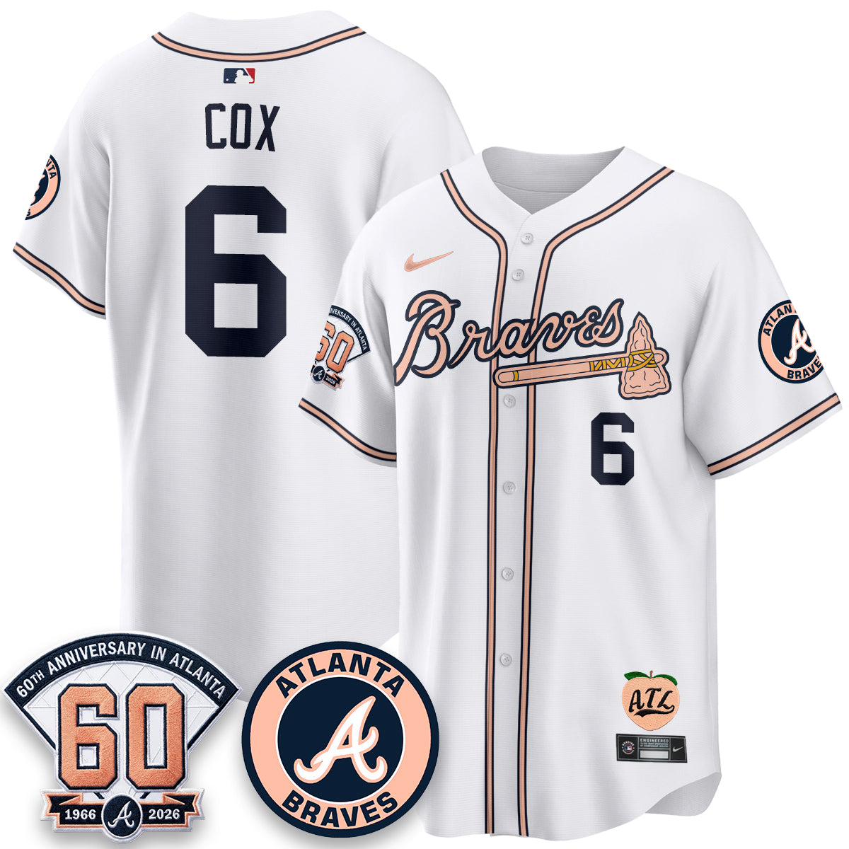 Atlanta Braves 60th Anniversary Peach Edition Vapor Premier Limited Jersey - Stitched