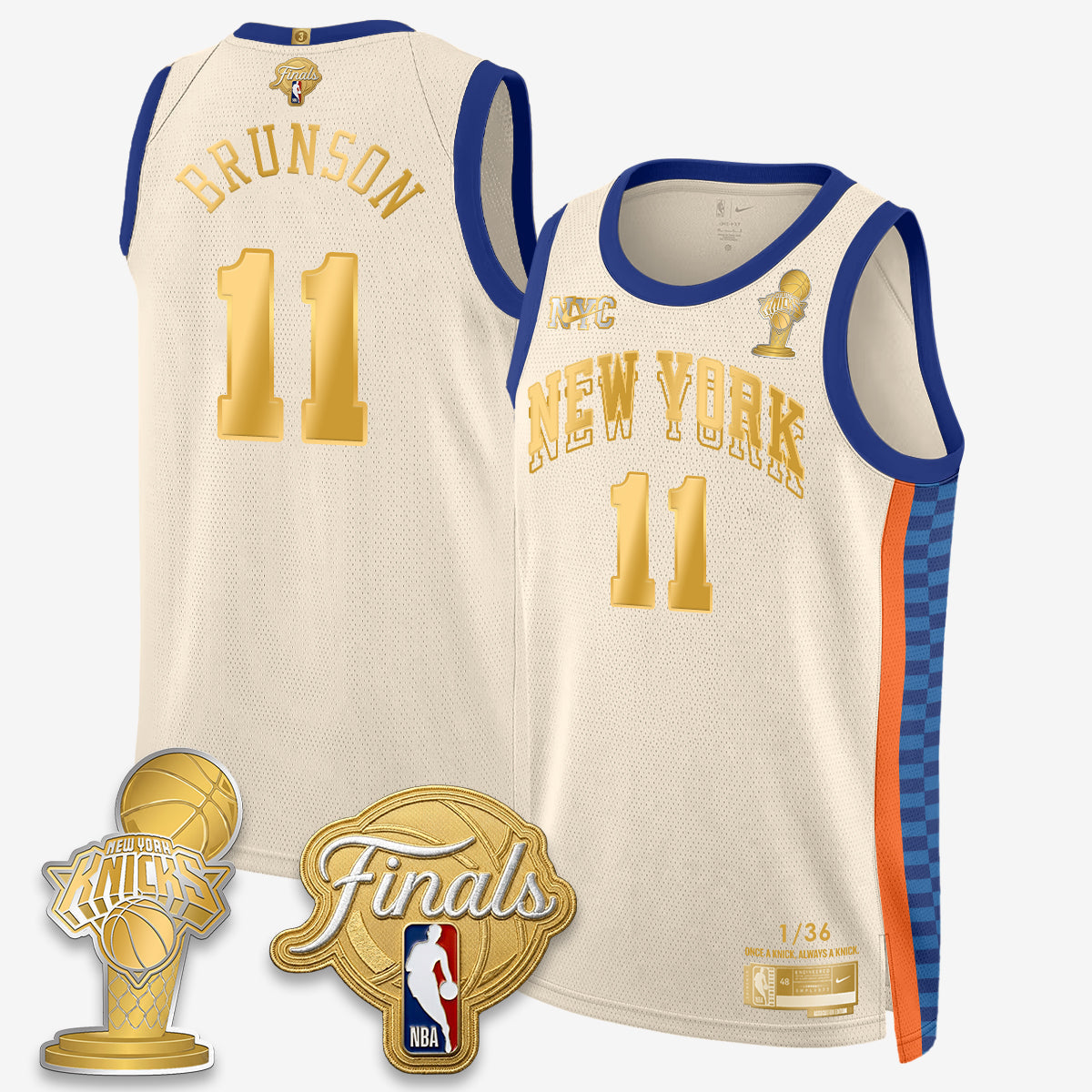 Jalen Brunson NYK 2026 Basketball Finals Champions Gold Standard Basketball Jersey - Limited Edition - Stitched-Cuztomshoes