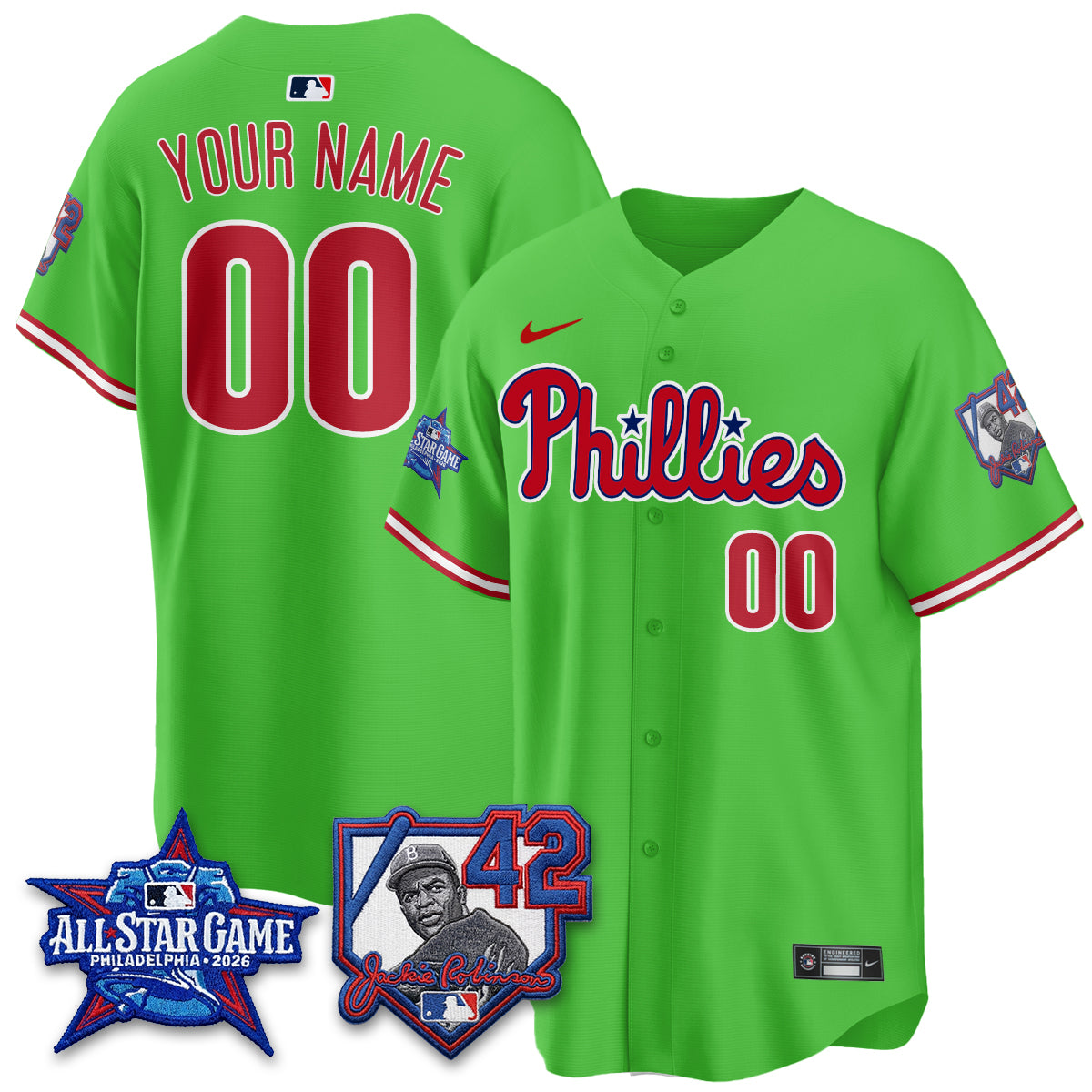 Philadelphia Phillies 2026 Jackie Robinson New Era - All Star Game Vapor Limited Custom Jersey - Stitched