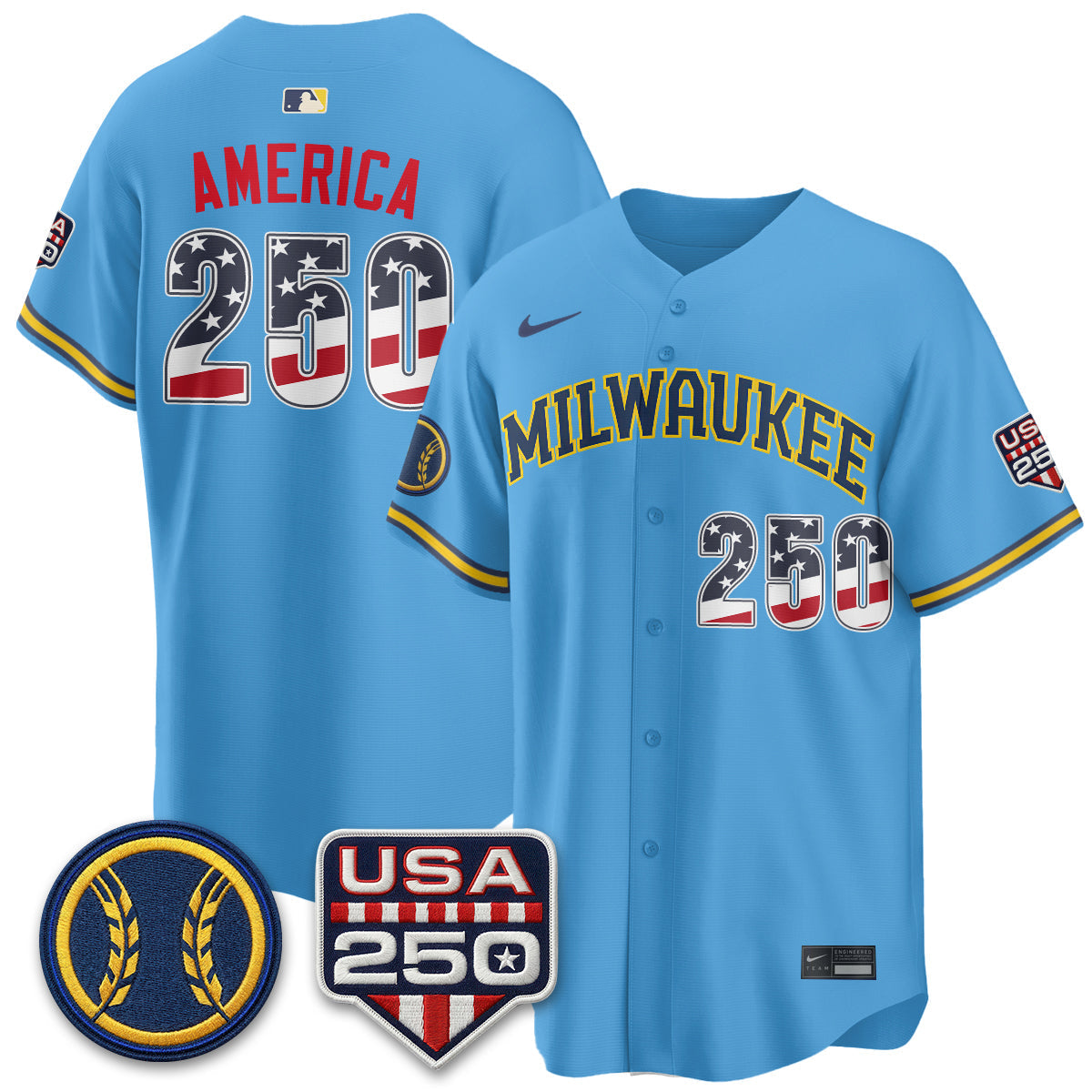 Milwaukee Brewers Fourth of July Vapor Limited Jersey - Stitched-Cuztomshoes