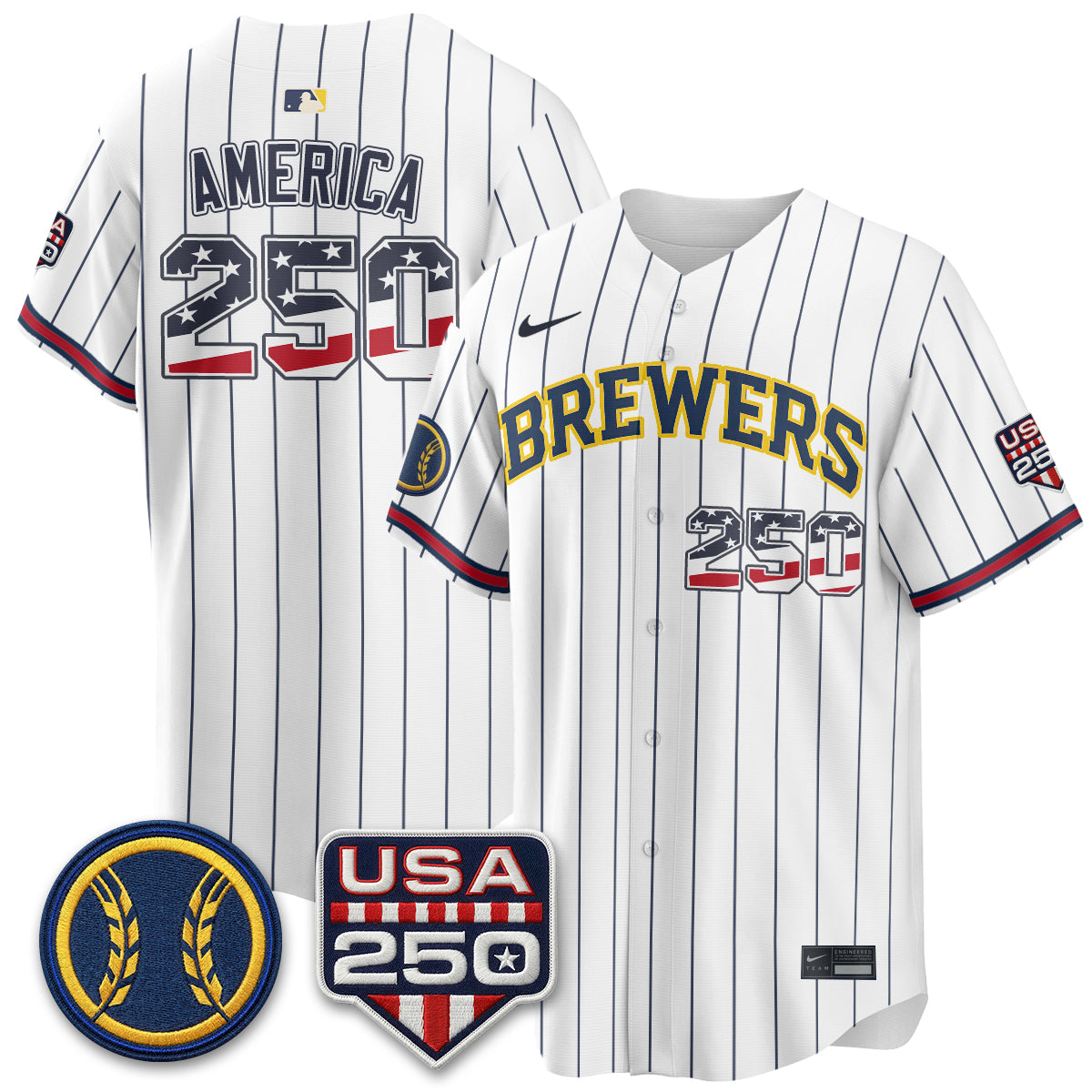 Milwaukee Brewers Fourth of July Vapor Limited Jersey - Stitched-Cuztomshoes