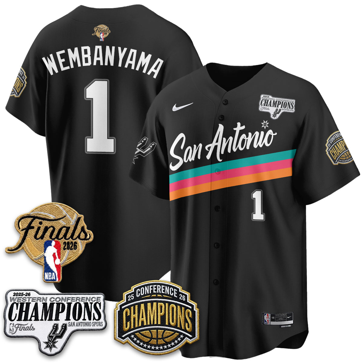 San Antonio Spurs 2026 Basketball Finals Vapor Jersey - Stitched