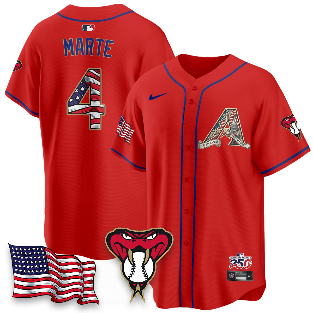 Arizona Diamonbacks 2026 Independence Day USA Vapor Limited Jersey - Stitched-Cuztomshoes