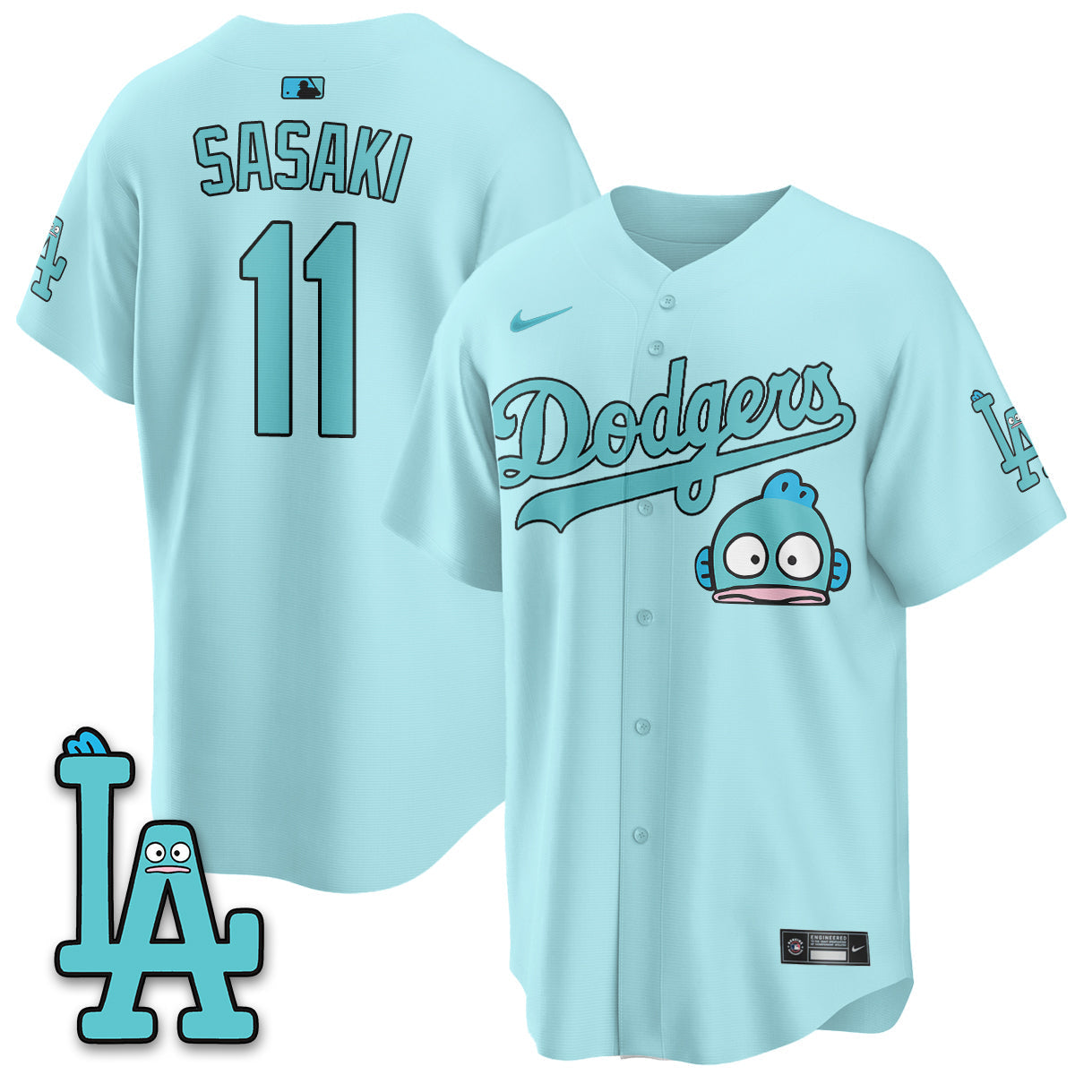 Los Angeles Dodgers x Hangyodon Edition Vapor Jersey- Stitched-Cuztomshoes