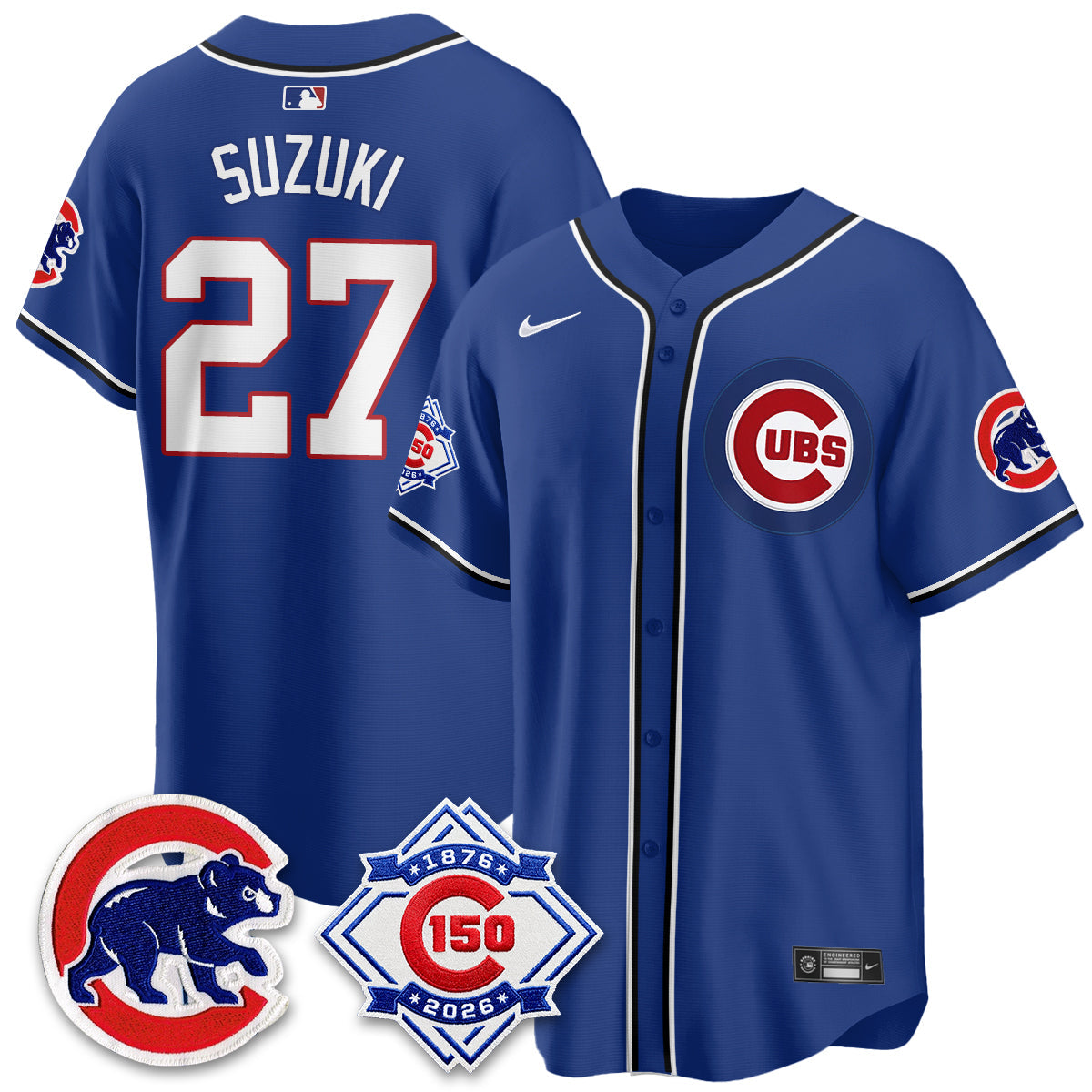 Chicago Cubs 150th Anniversary Black Out Style Vapor Premier Limited Jersey - Stitched