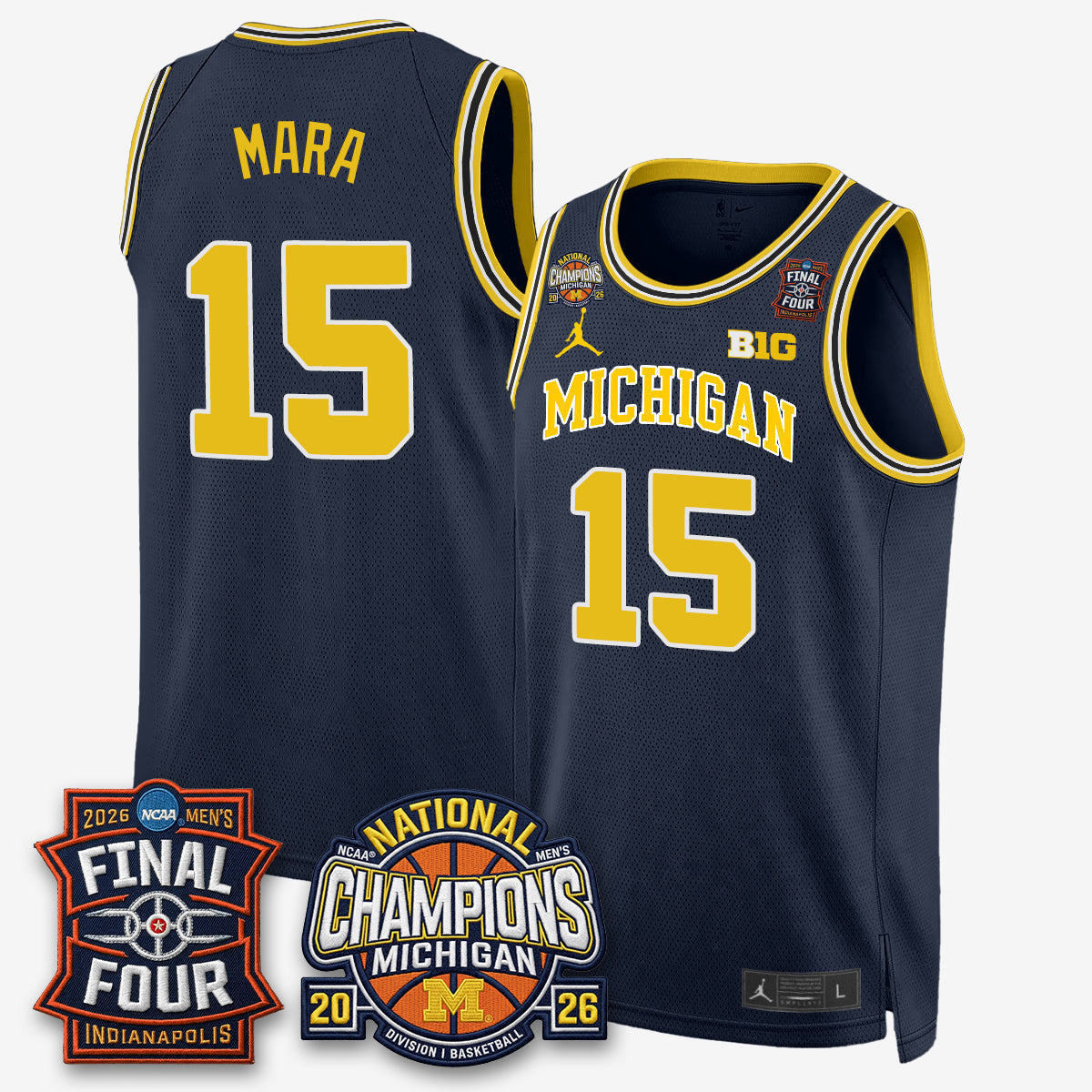 Michigan Wolverines Men's Basketball National Champions Big Text Limited Vapor Jersey - Stitched-Cuztomshoes
