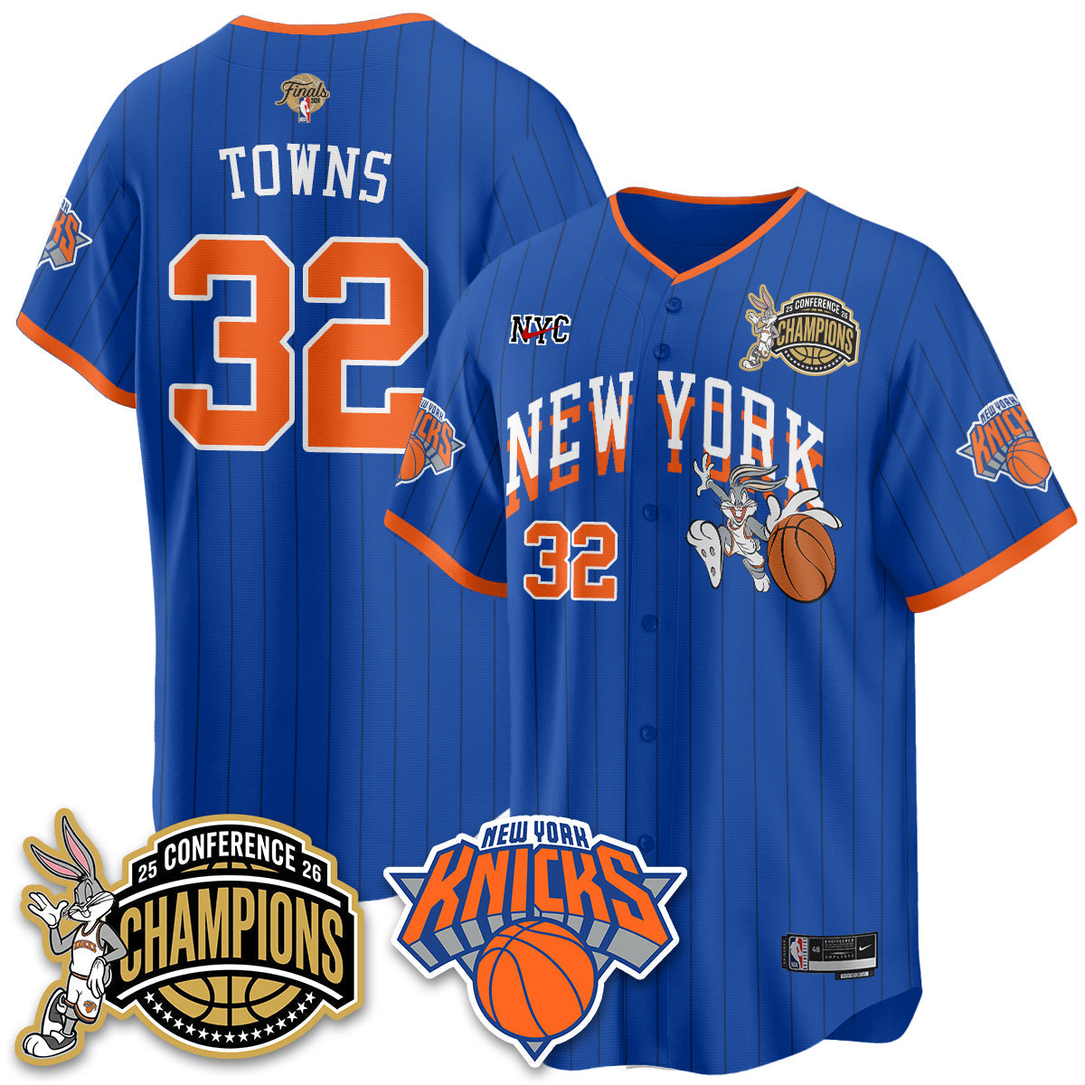 New York Knicks 2026 Basketball Finals x Bunny Vapor Jersey V2- Stitched-Cuztomshoes