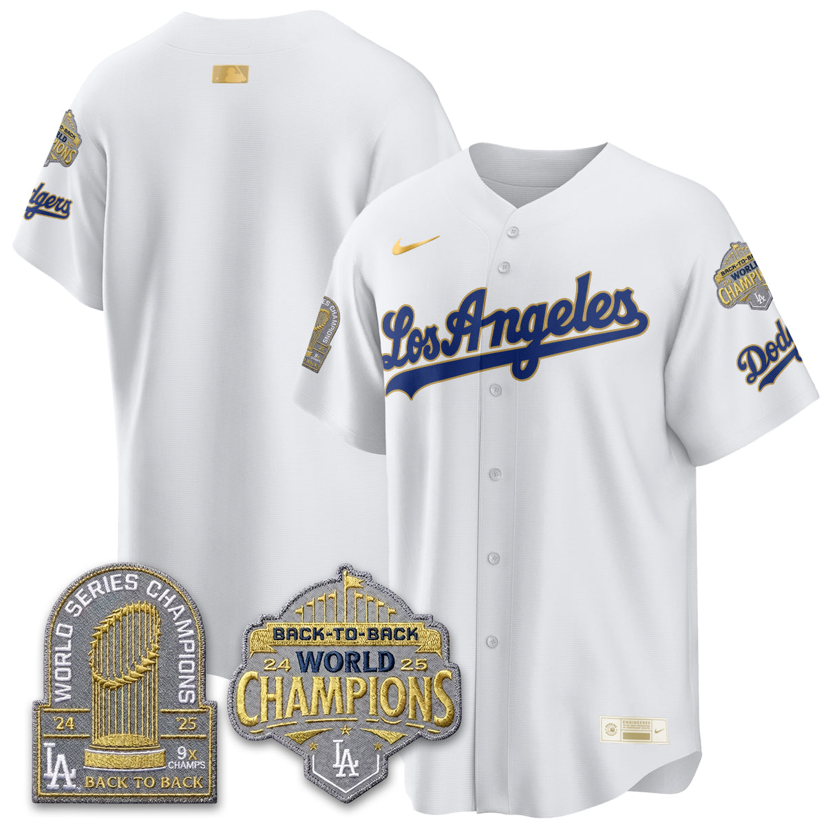 Los Angeles Dodgers Gold Collection Vapor Limited Jersey - 9x & B2B Champs - Stitched-Cuztomshoes