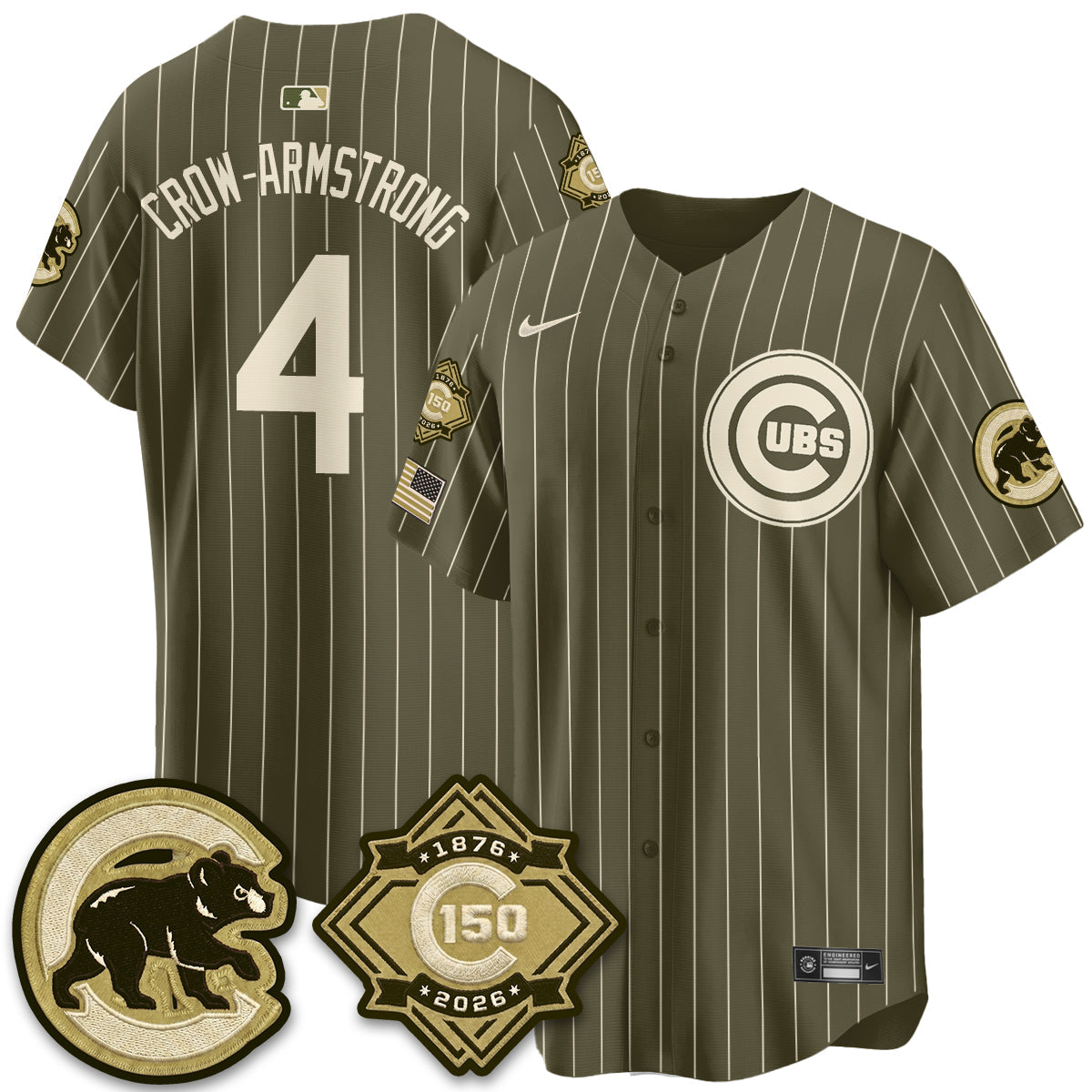 Chicago Cubs New Era Olive 2026 Armed Forces Day Jersey -Stitched
