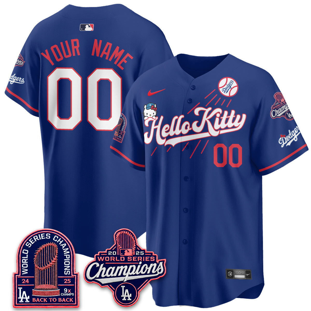 Los Angeles Dodgers x Hello Kitty Night 2026 Vapor Custom Jersey - Stitched - V3-Cuztomshoes