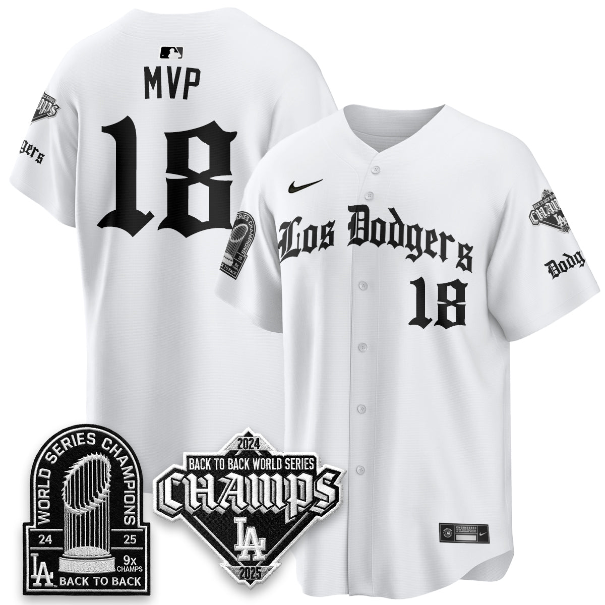 Los Angeles Dodgers World Series Champions B2B Patch Vapor Premier Limited Gothic Edition Jersey - Stitched-Cuztomshoes