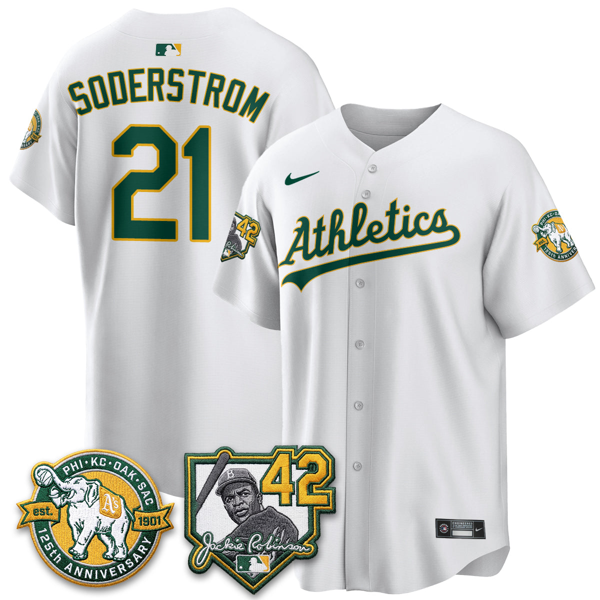 Athletics 2026 Jackie Robinson Day - Celebrating 125 Years Limited Vapor Jersey - Stitched-Cuztomshoes
