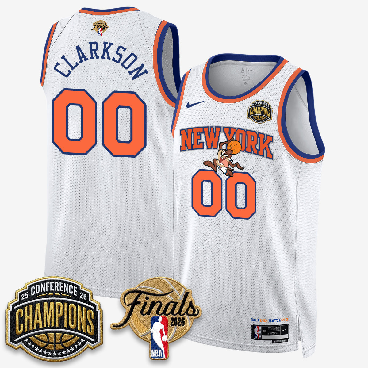 New York Knicks 2026 Basketball Eastern Conference Champions x Looney Tunes Vapor Jersey V2- Stitched-Cuztomshoes