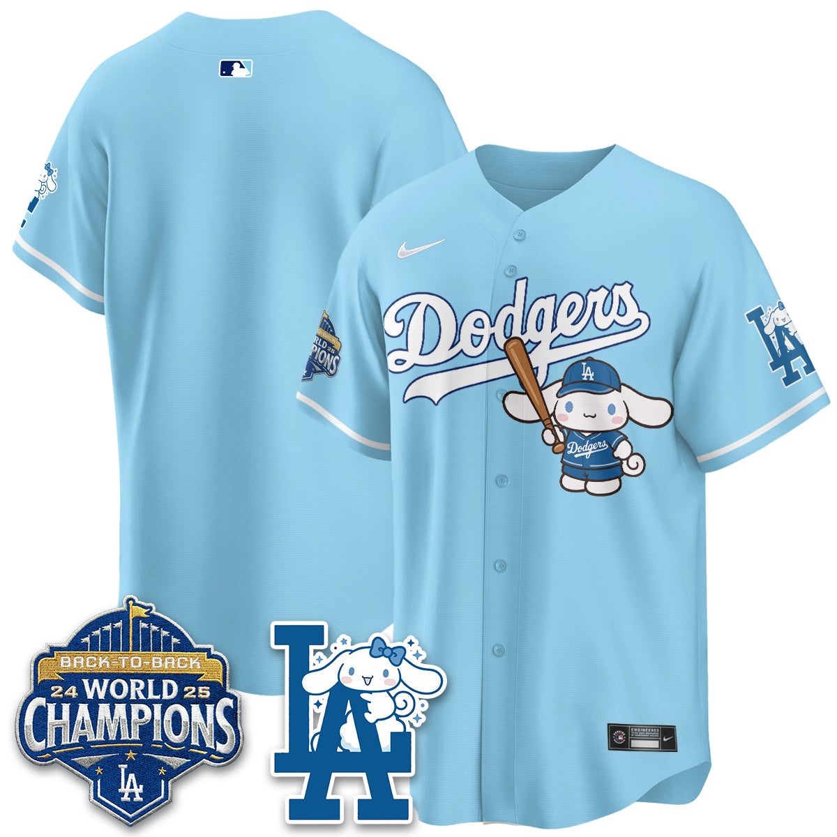 Los Angeles Dodgers Cinnamoroll Edition Vapor Jersey - Stitched-Cuztomshoes