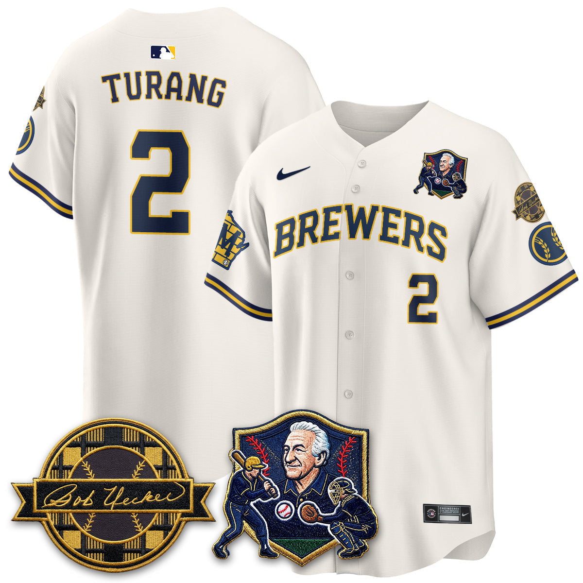 Milwaukee Brewers Bob Uecker - 54 Seasons for Brewers' Vapor Limited Gold Jersey - Stitched