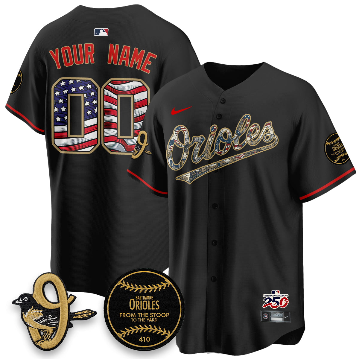Baltimore Orioles 2026 Independence Day USA Vapor Limited Custom Jersey - Stitched-Cuztomshoes