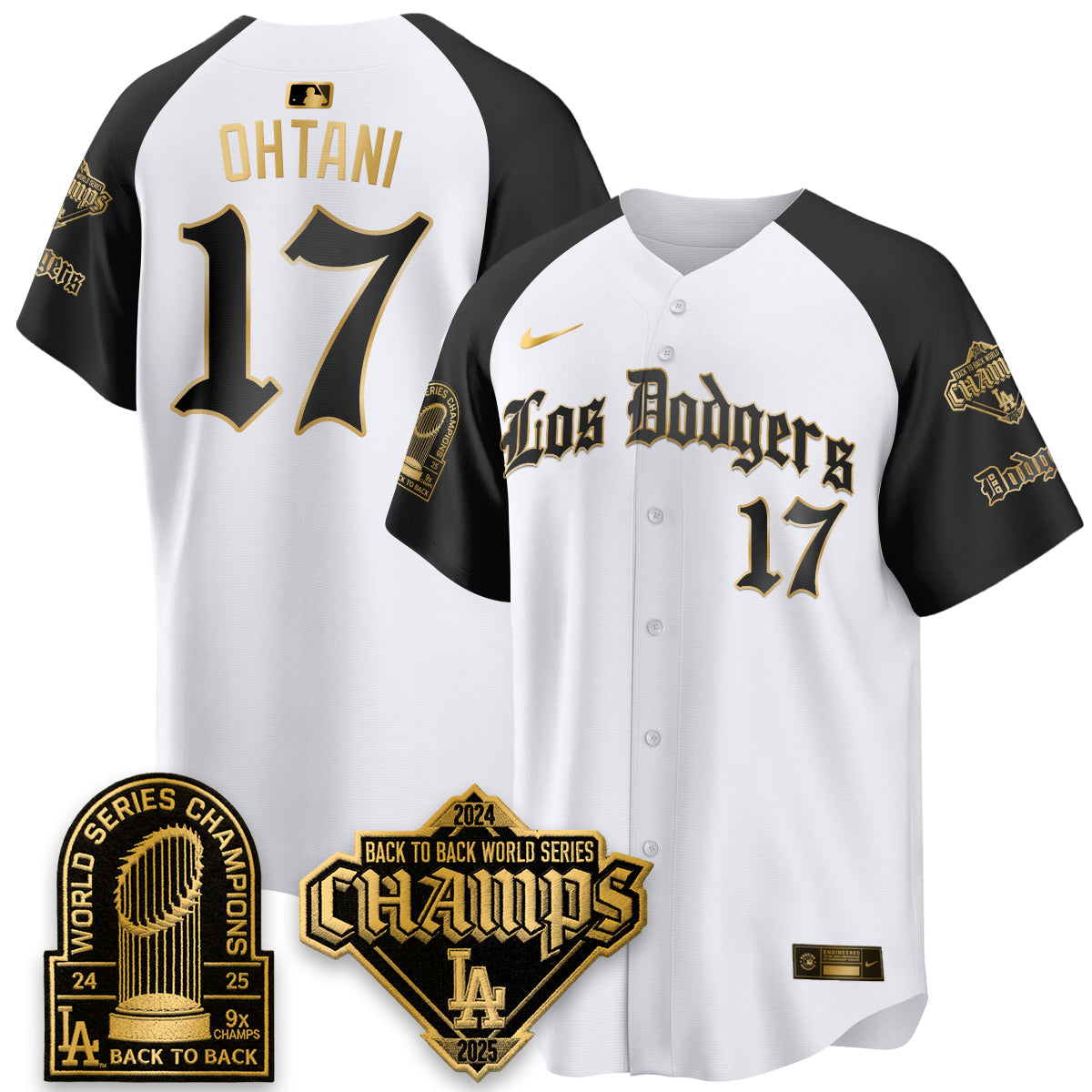 Los Angeles Dodgers World Series Champions B2B Patch Vapor Premier Limited Gothic Edition Jersey - Stitched-Cuztomshoes