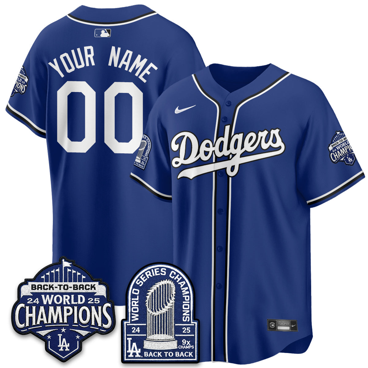 Los Angeles Dodgers 2026 Black Out Style Vapor Limited Custom Jersey - B2B Champs - Stitched-Cuztomshoes