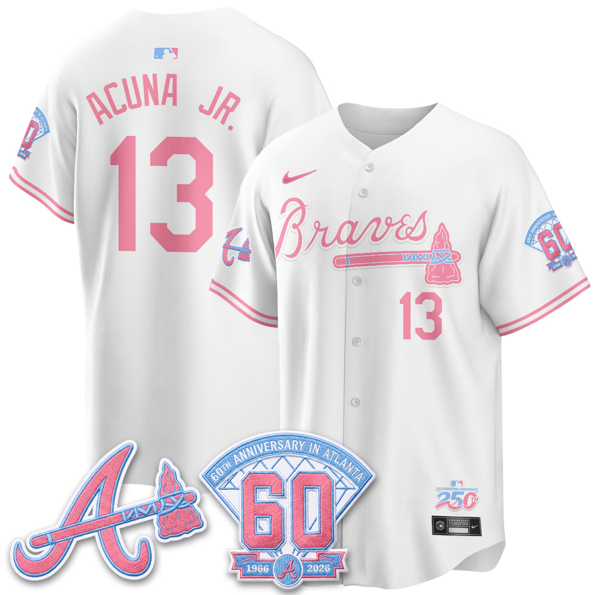 Atlanta Braves x Bubblegum Vapor Jersey - Stitched