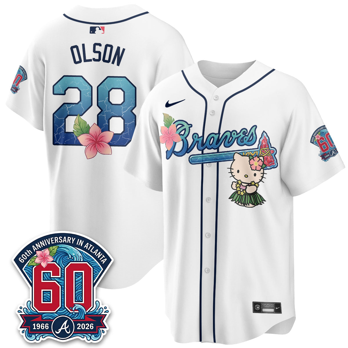 Atlanta Braves x Meow Aloha Spirit Vapor Jersey - Stitched-Cuztomshoes