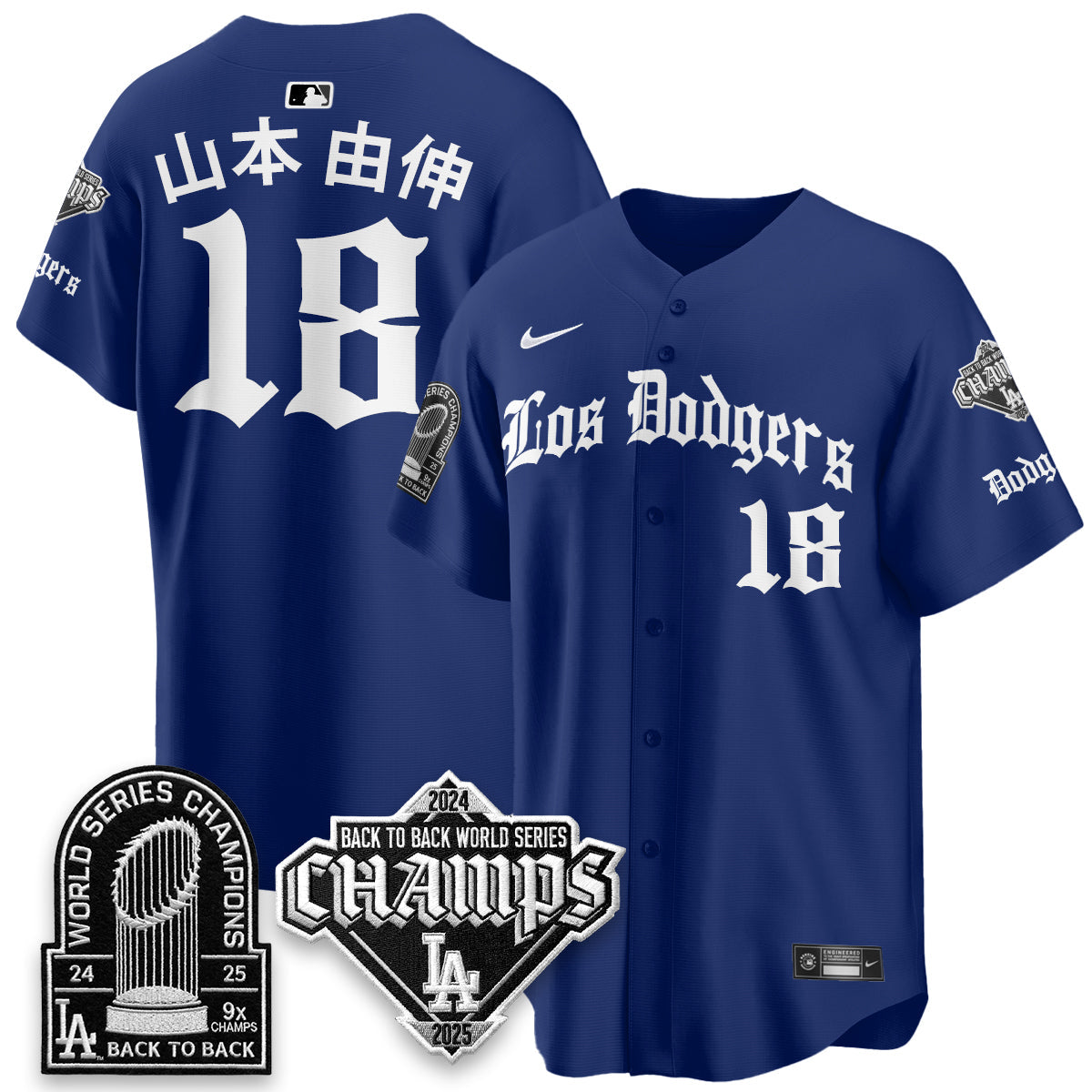 Los Angeles Dodgers World Series Champions B2B Patch Vapor Premier Limited Gothic Edition Jersey - Stitched-Cuztomshoes