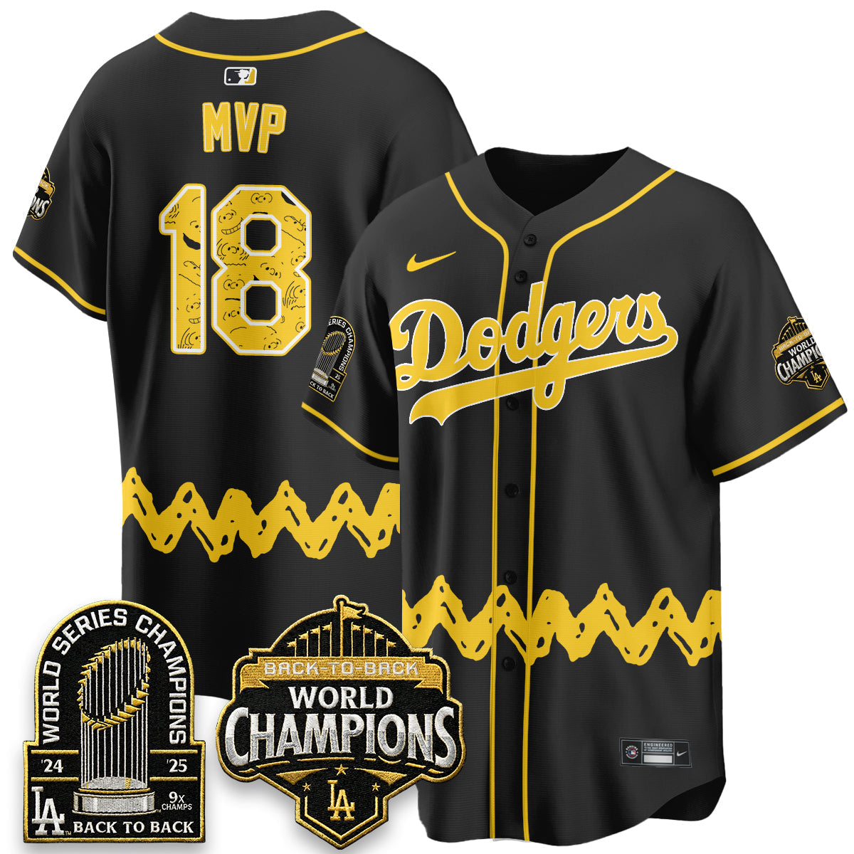 Los Angeles Dodgers x P-nuts Style Vapor Jersey - Stitched-Cuztomshoes