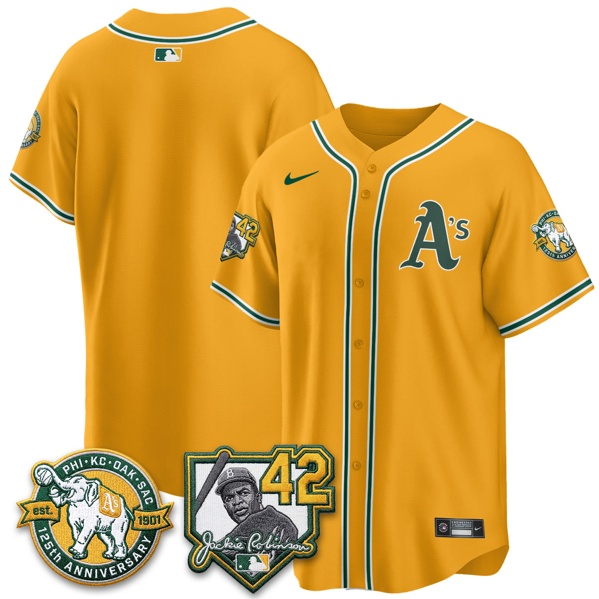Athletics 2026 Jackie Robinson Day - Celebrating 125 Years Limited Vapor Jersey - Stitched-Cuztomshoes