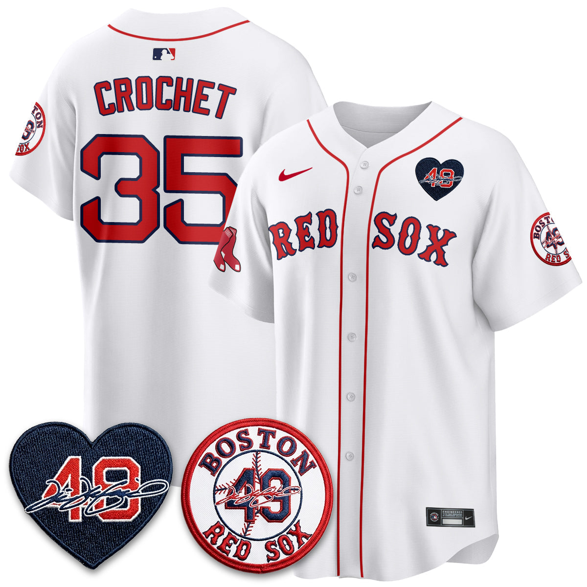 Boston Red Sox Tim Wakefield Memorial Patch Vaper Premier Limited Jersey - Stitched