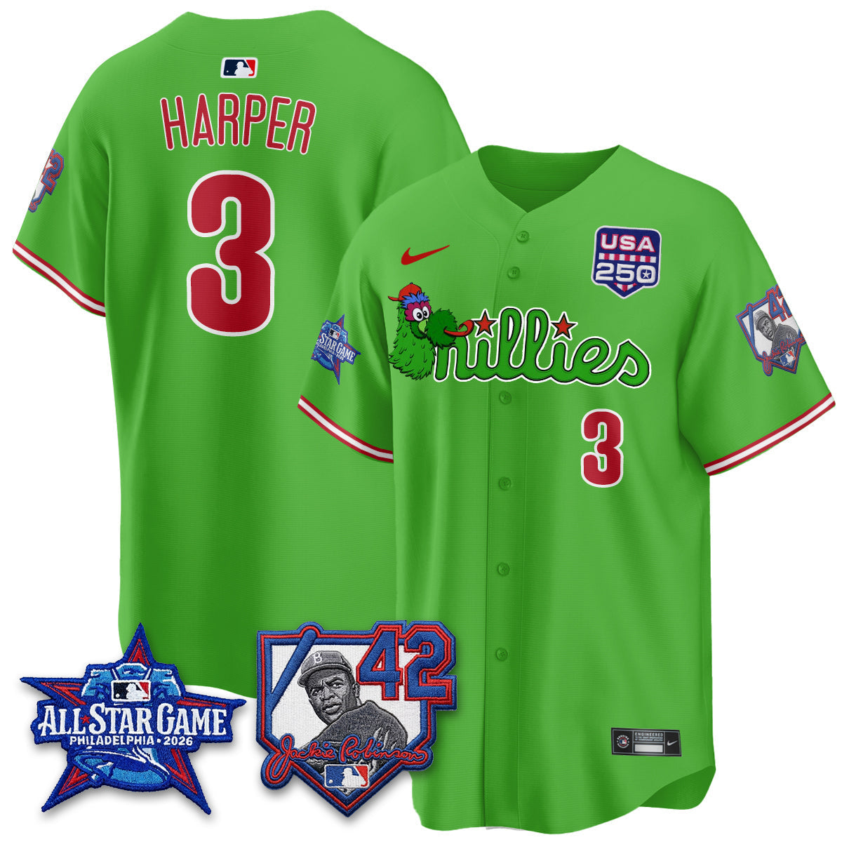 Philadelphia Phillies Phanatic 2026 New Era & 250th USA Vapor Limited Jersey - All Star Game - Stitched