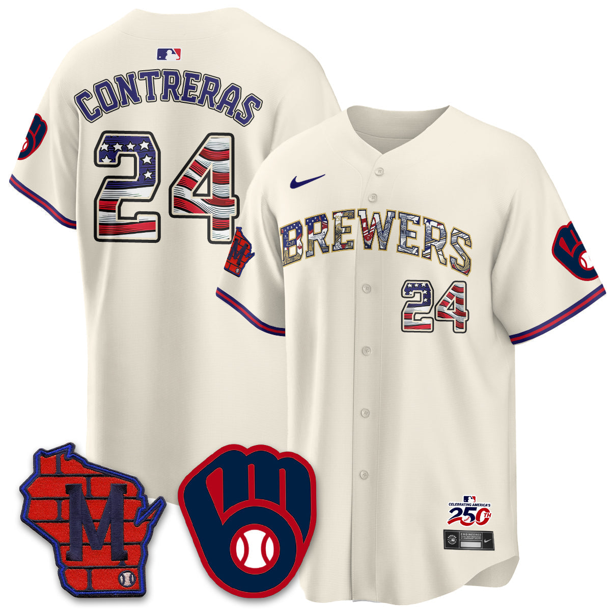 Milwaukee Brewers 2026 Independence Day USA Vapor Limited Jersey - Stitched-Cuztomshoes