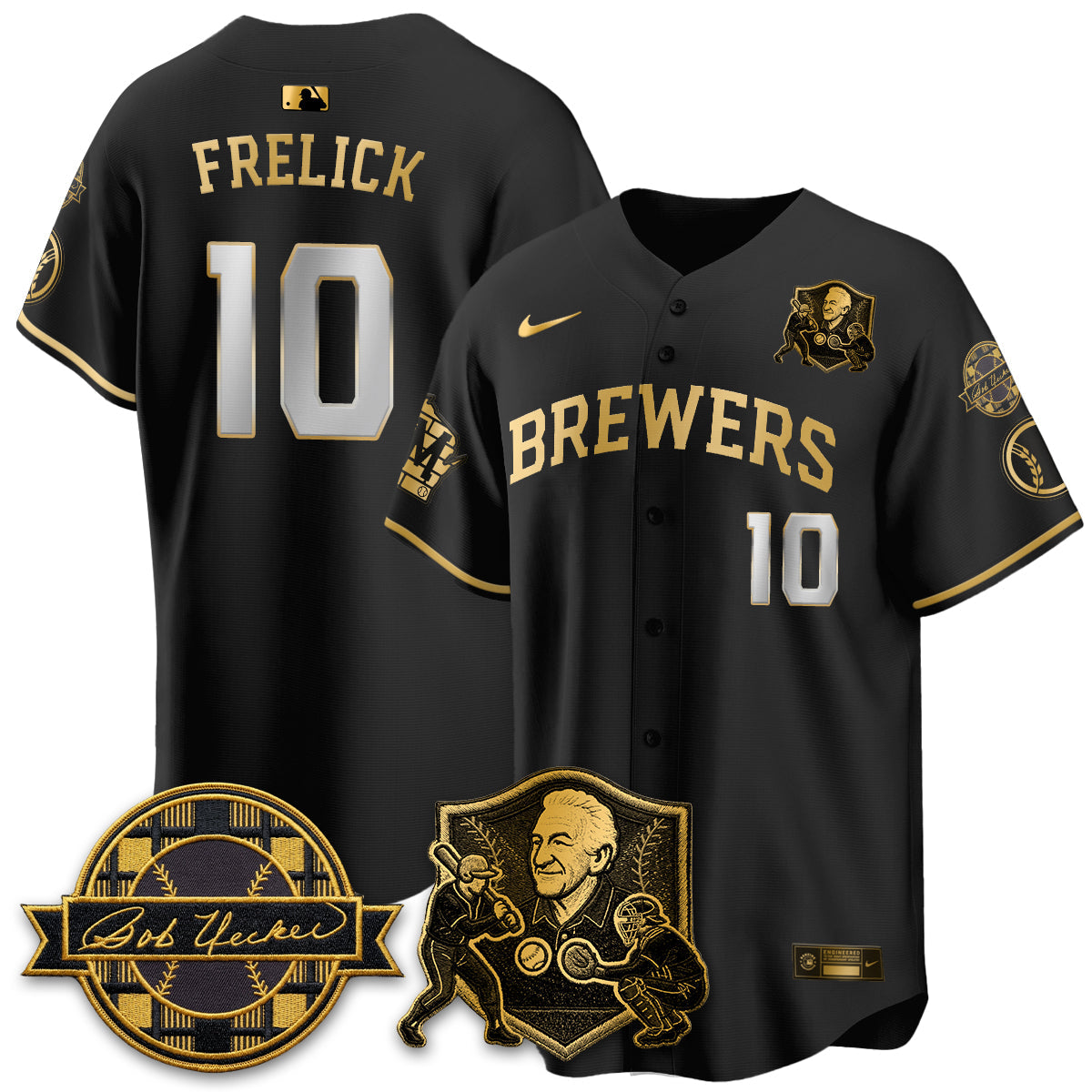 Milwaukee Brewers Bob Uecker - 54 Seasons for Brewers' Vapor Limited Gold Jersey - Stitched