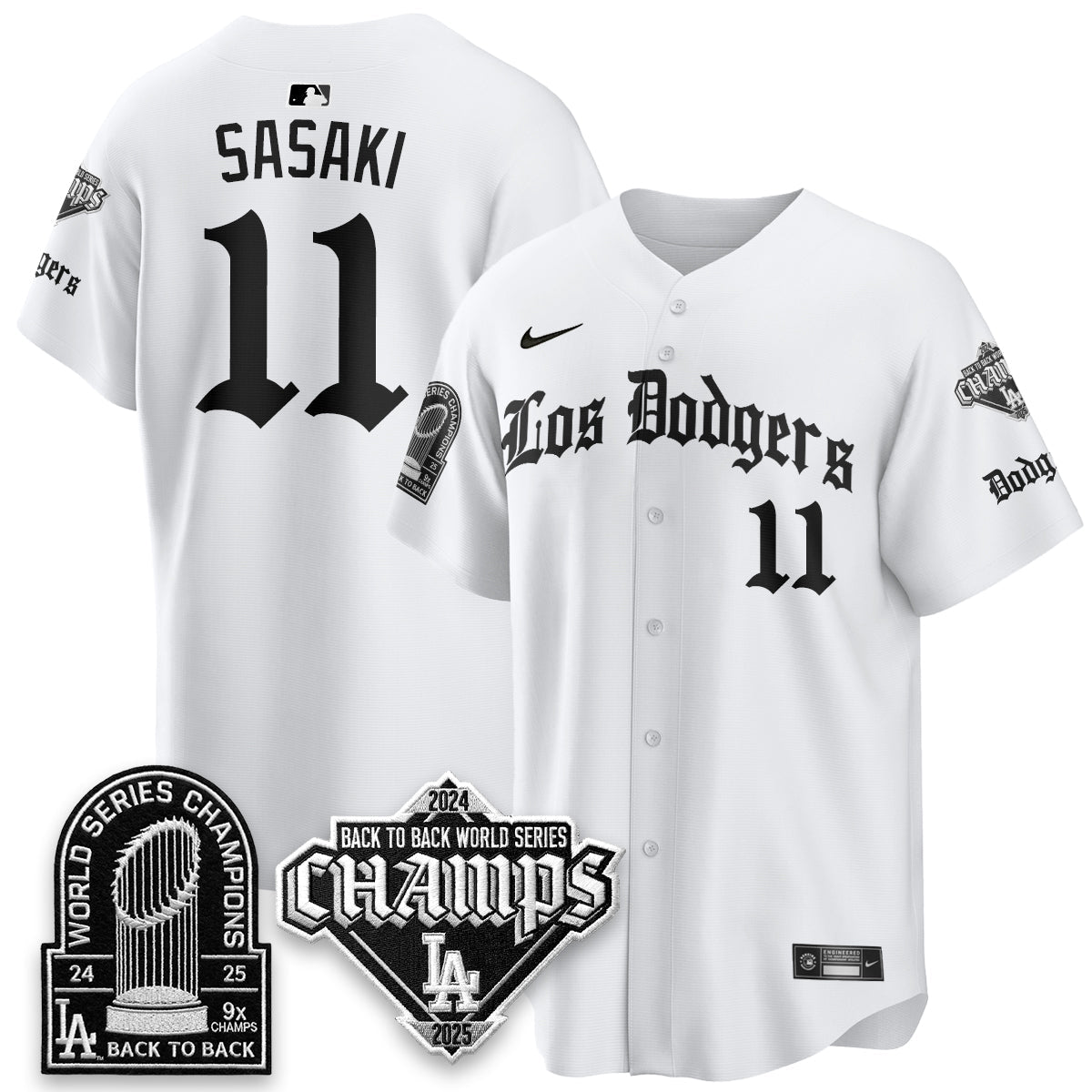 Los Angeles Dodgers World Series Champions B2B Patch Vapor Premier Limited Gothic Edition Jersey - Stitched-Cuztomshoes