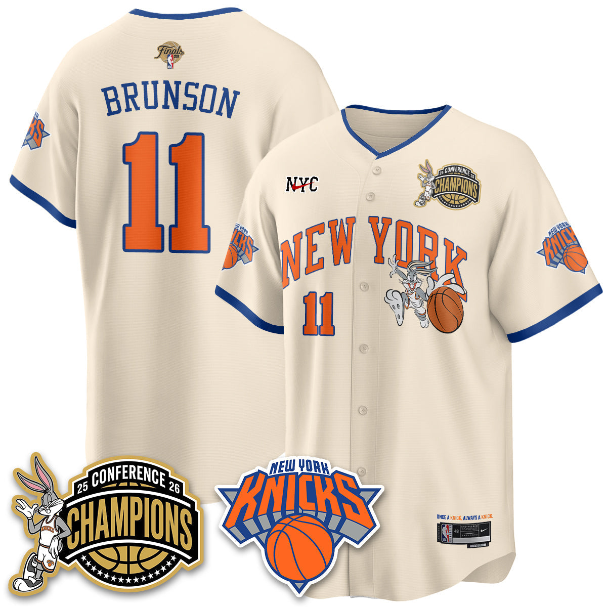 New York Knicks 2026 Basketball Finals x Bunny Vapor Jersey V2- Stitched-Cuztomshoes