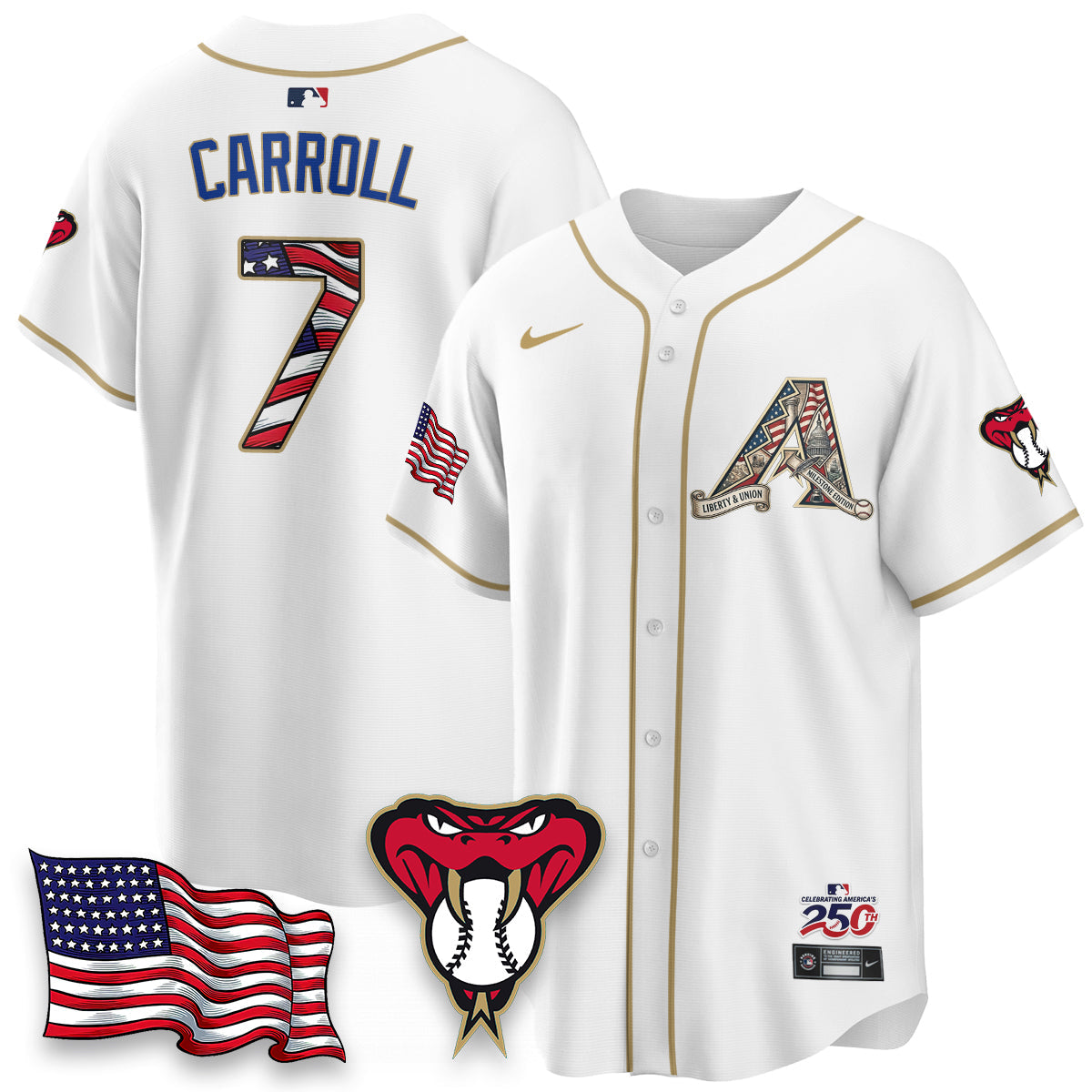Arizona Diamonbacks 2026 Independence Day USA Vapor Limited Jersey - Stitched-Cuztomshoes