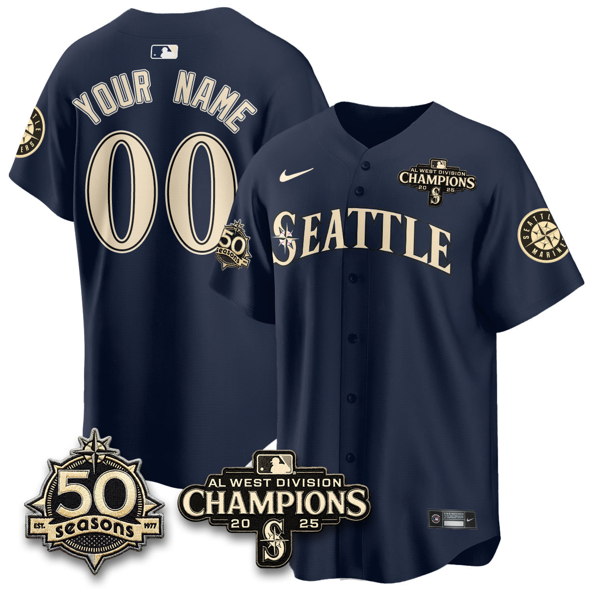 Seattle Mariners Vapor Premier Custom Limited Jersey - 50th Anniversary & AL West Division Champions - Steelheads Community Funds - Stitched