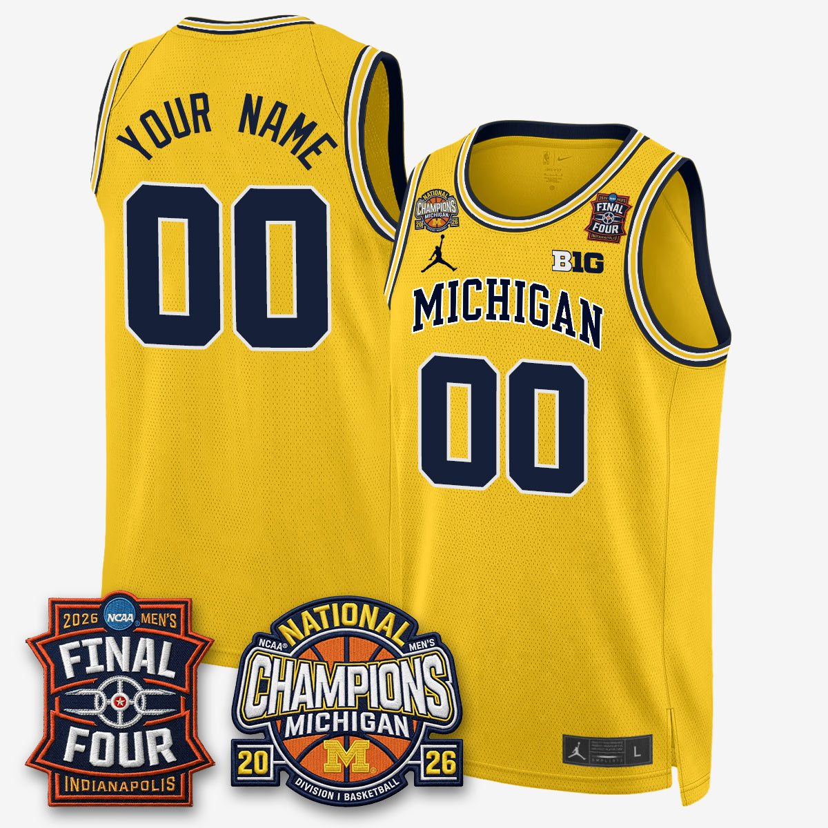 Michigan Wolverines Men's Basketball National Champions Big Text Limited Vapor Custom Jersey - Stitched-Cuztomshoes
